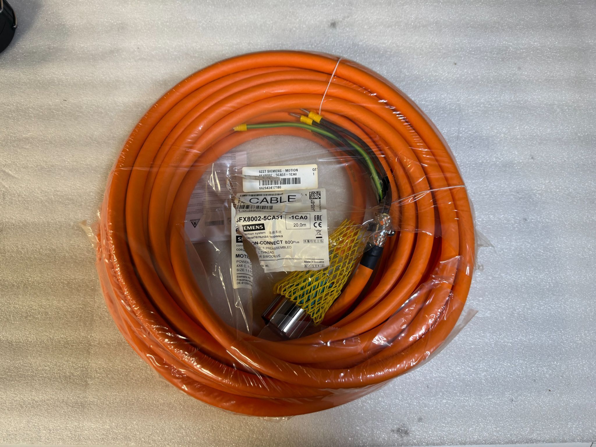 SIEMENS 6FX8002-5CA51-1CA0 MOTION-CONNECT 800Plus Power Cable (20m) NEW 0