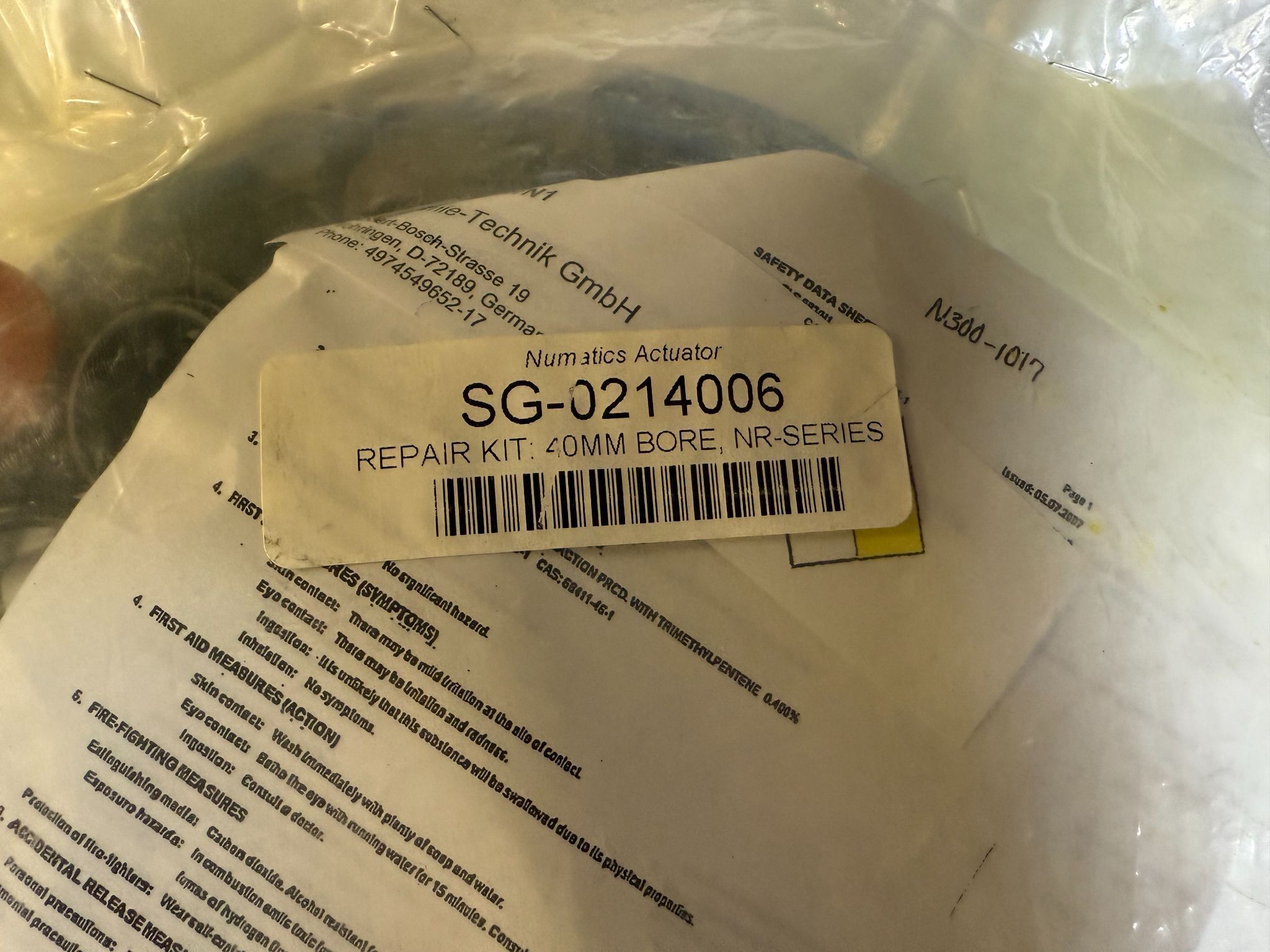 NUMATICS SG‑0214006 NR‑Series Cylinder Repair Kit 40mm Bore NEW 1