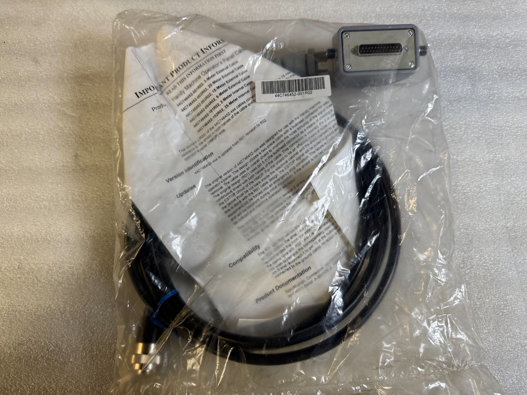 FANUC 44C746452‑001R02 HMOP Bulkhead External Cable NEW 0