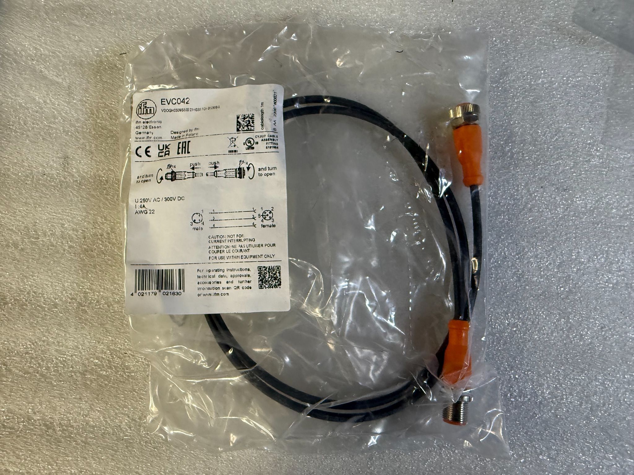 IFM EVC042 Connection Cable NEW 0