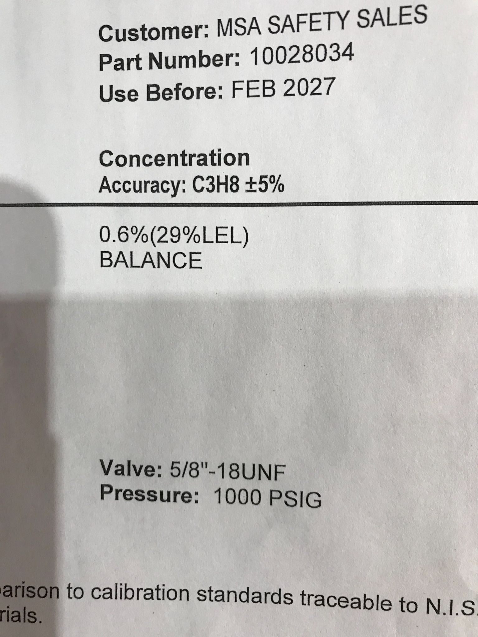 CALGAZ 10028034 Propane Calibration Gas Kit 0.6% LEL C3H8 NEW 3