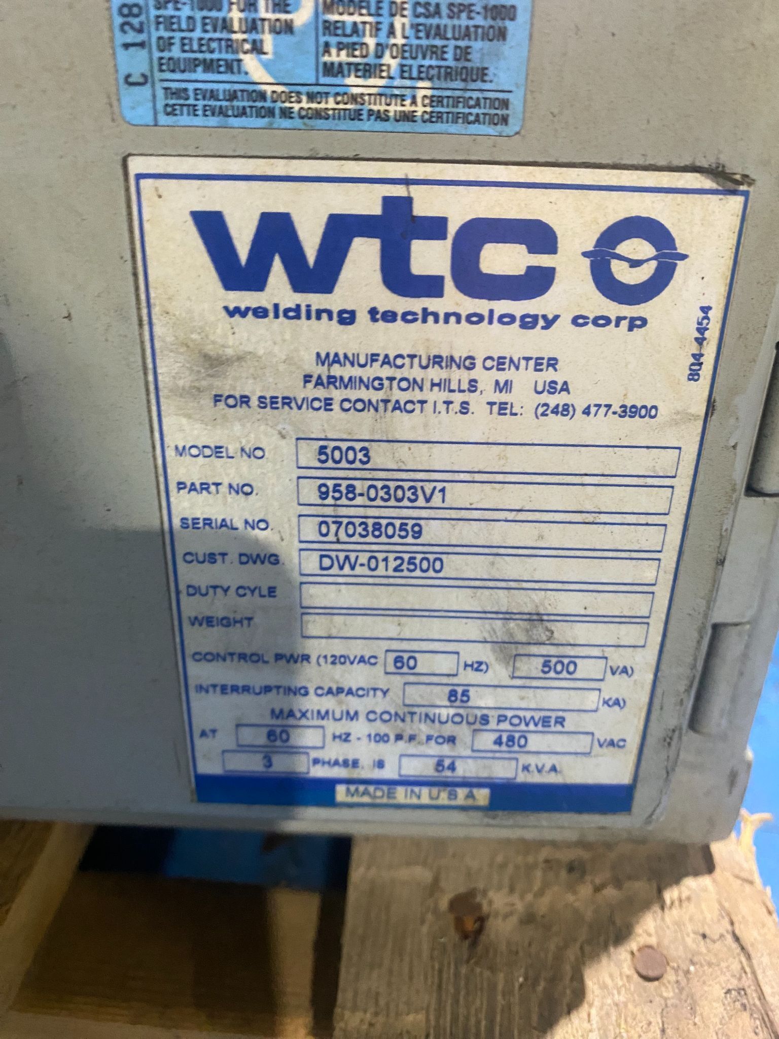 WTC 958-0303V1 MedWeld 5003 IGBT Welding Unit USED 4