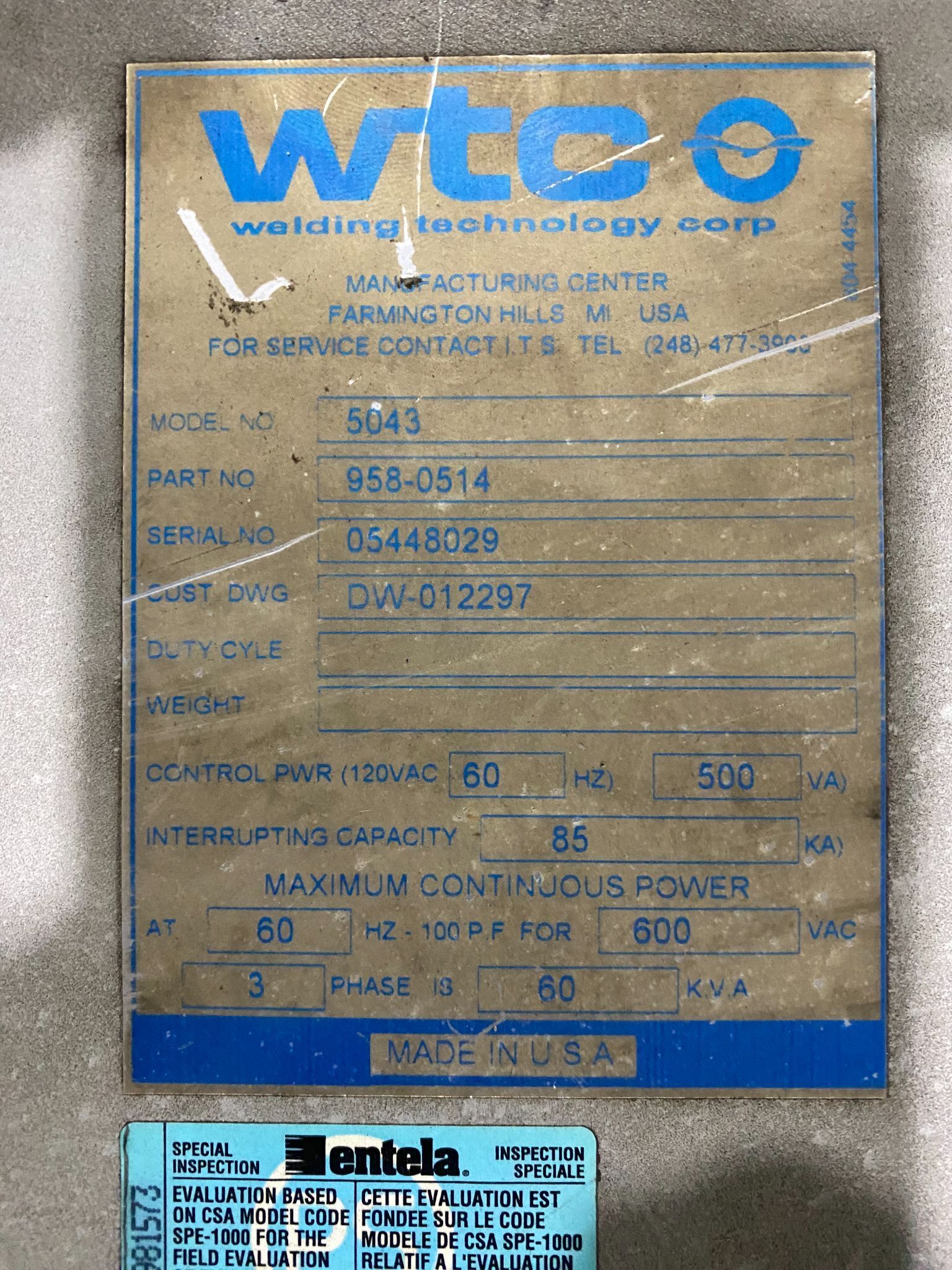 WTC 958-0514 MedWeld 5043 IGBT Welding Unit FOR PARTS / NOT WORKING 6