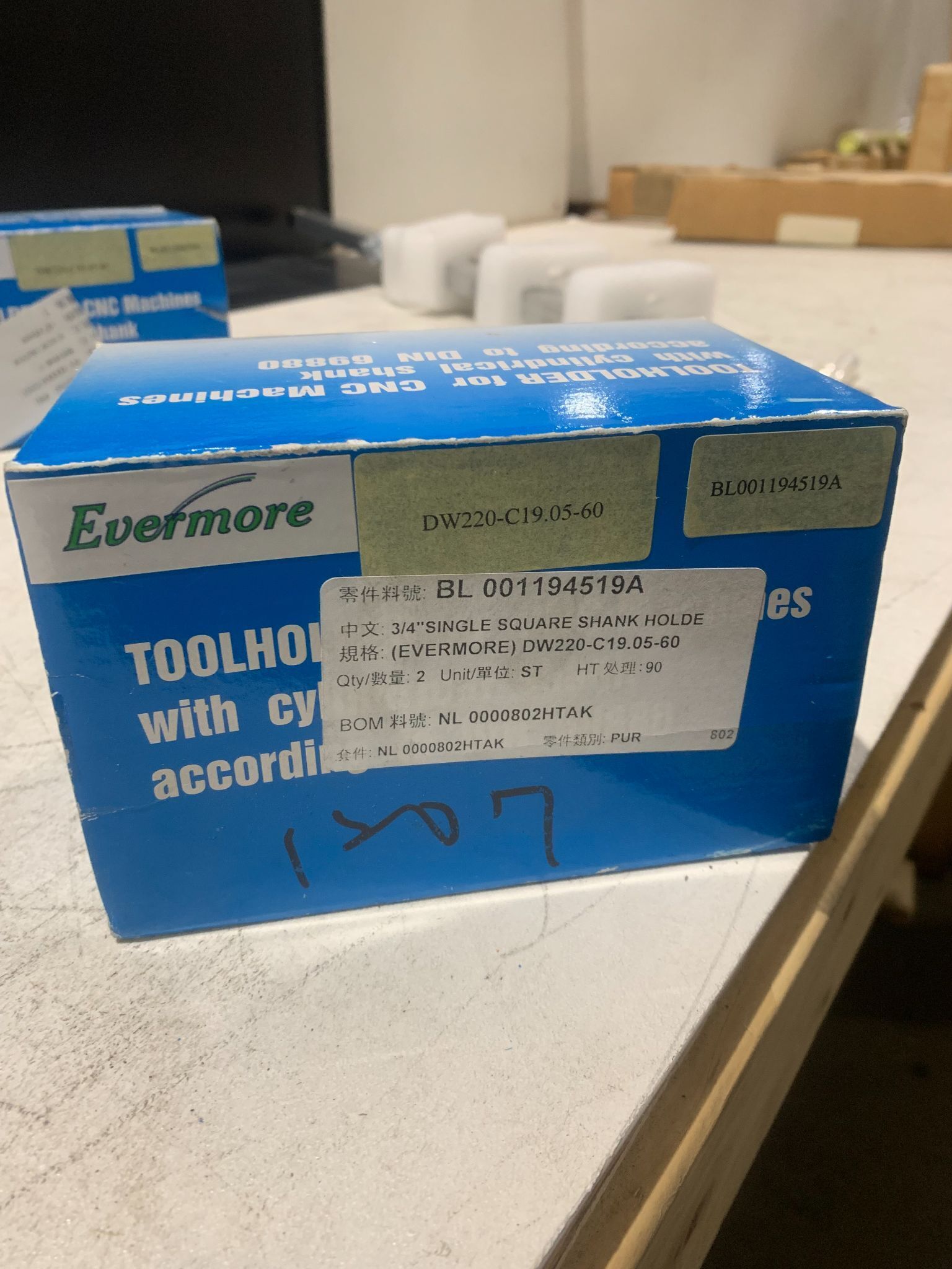 EVERMORE DW220-C19.05-60 Single Square Shank Holder 3/4" NEW 1