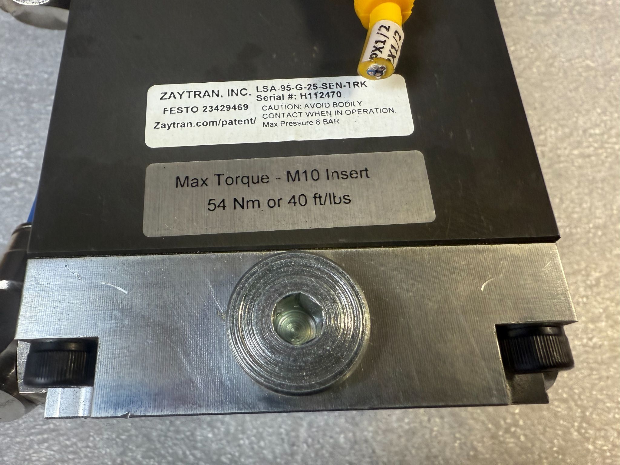 ZAYTRAN LSA‑95‑G‑25‑SEN‑TRK Shot Pin Actuator USED 1