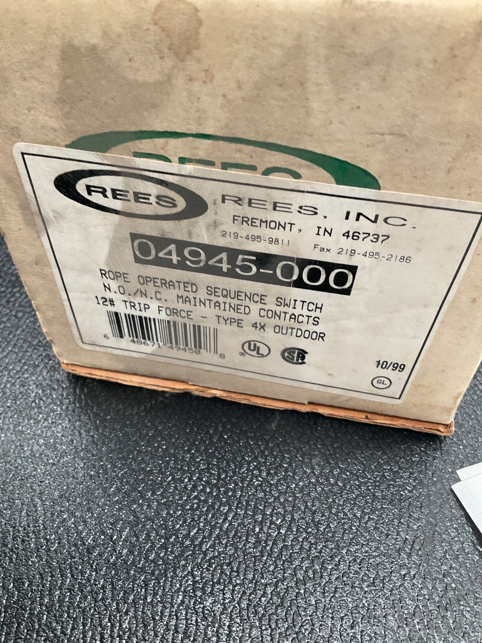 REES 04945-000 Rope Operated Sequence Switch 4X Outdoor NEW 6