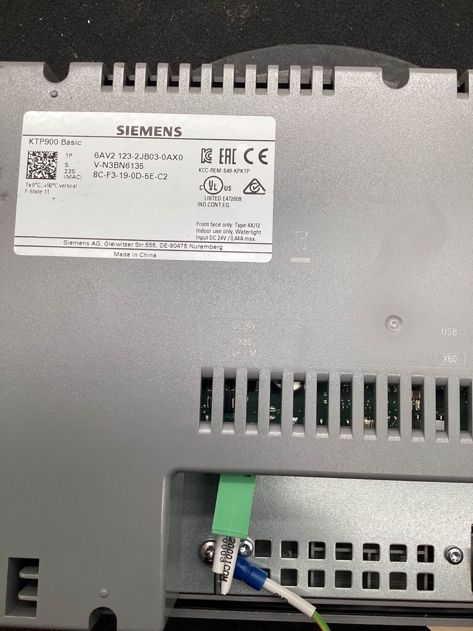 SIEMENS 6AV2123-2JB03-0AX0 KTP900 Basic HMI Touch Panel USED 3