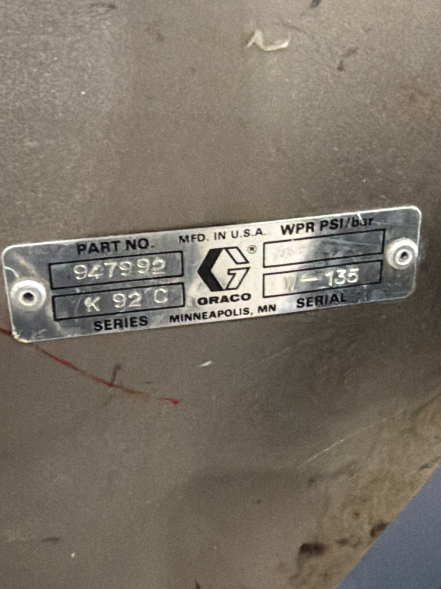 GRACO 947992 MONARK Pneumatic Drum Pump Assembly USED 4