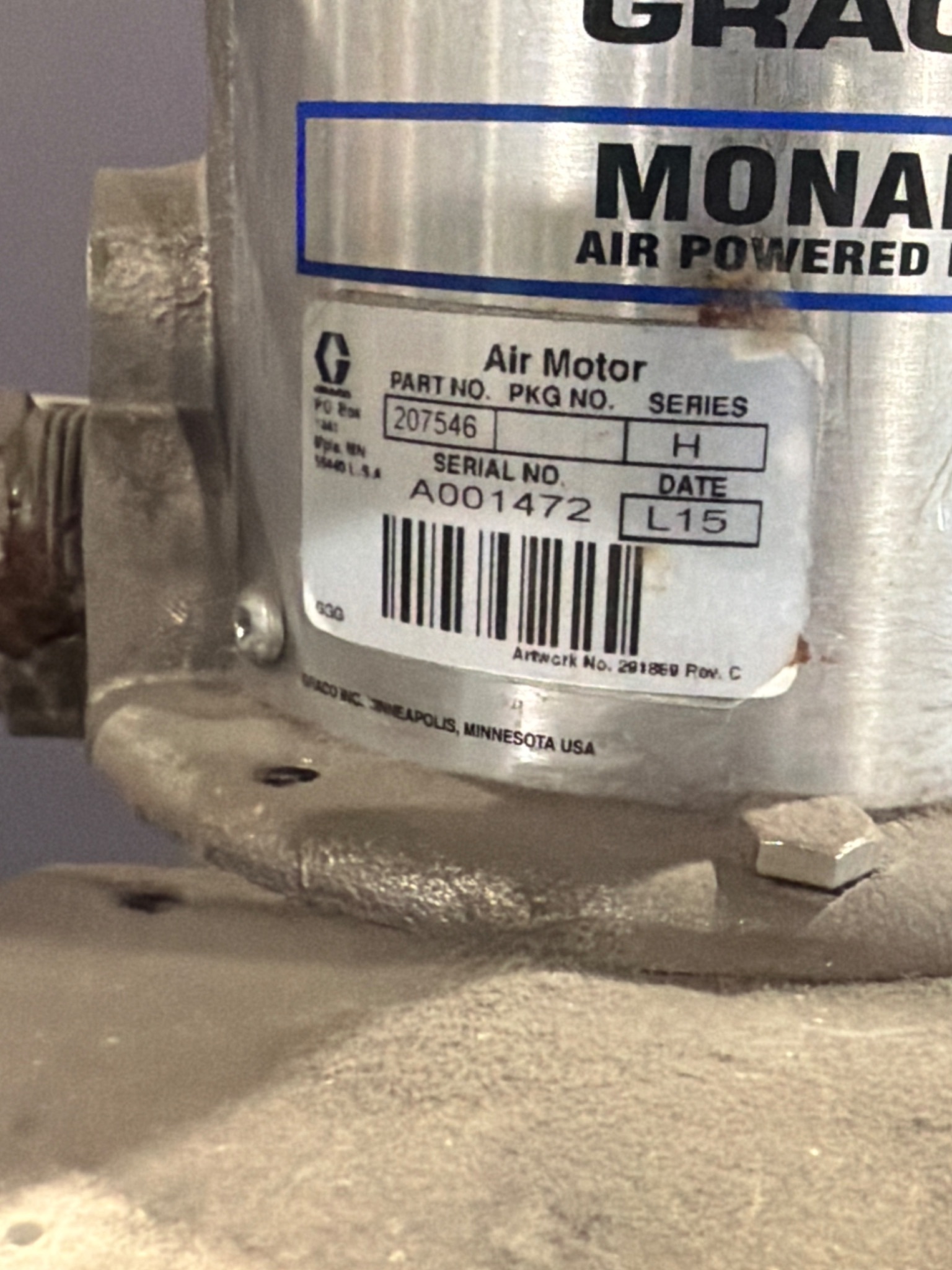 GRACO 947992 MONARK Pneumatic Drum Pump Assembly USED 6