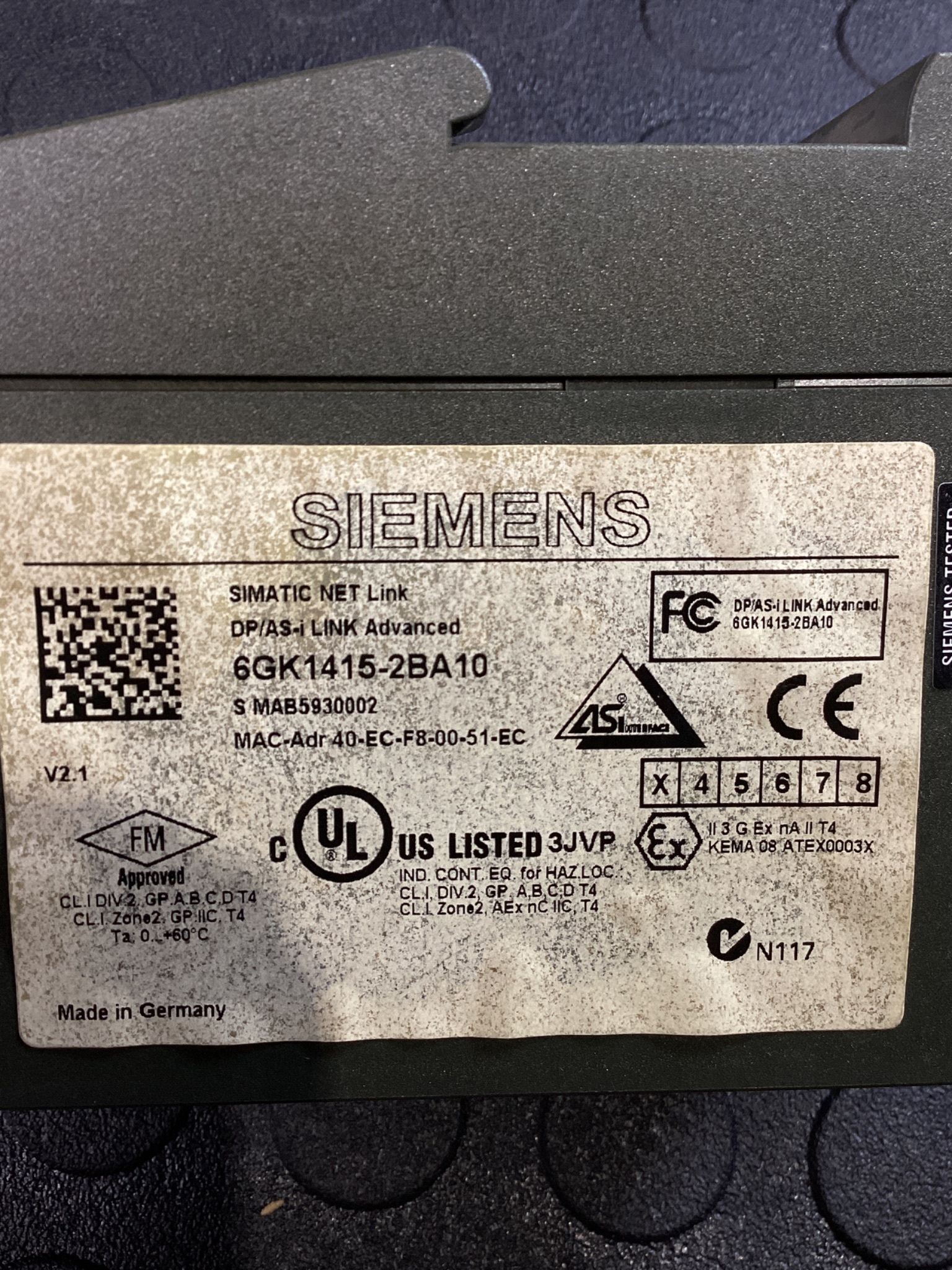 SIEMENS 6GK1415-2BA10 DP/AS-i Link Advanced Communication Module USED 4
