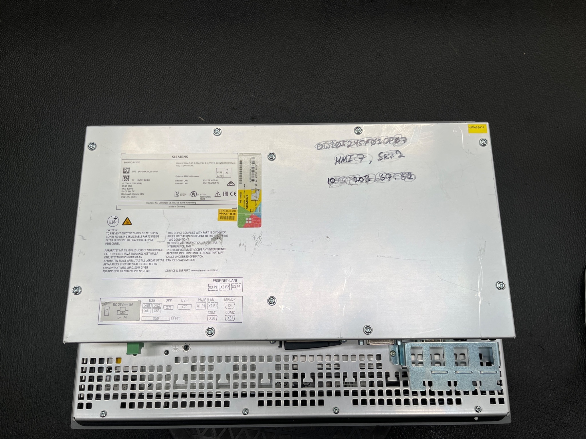 SIEMENS 6AV7240‑3BC07‑0HA0 SIMATIC IPC477D 15" Touch Panel PC USED 2