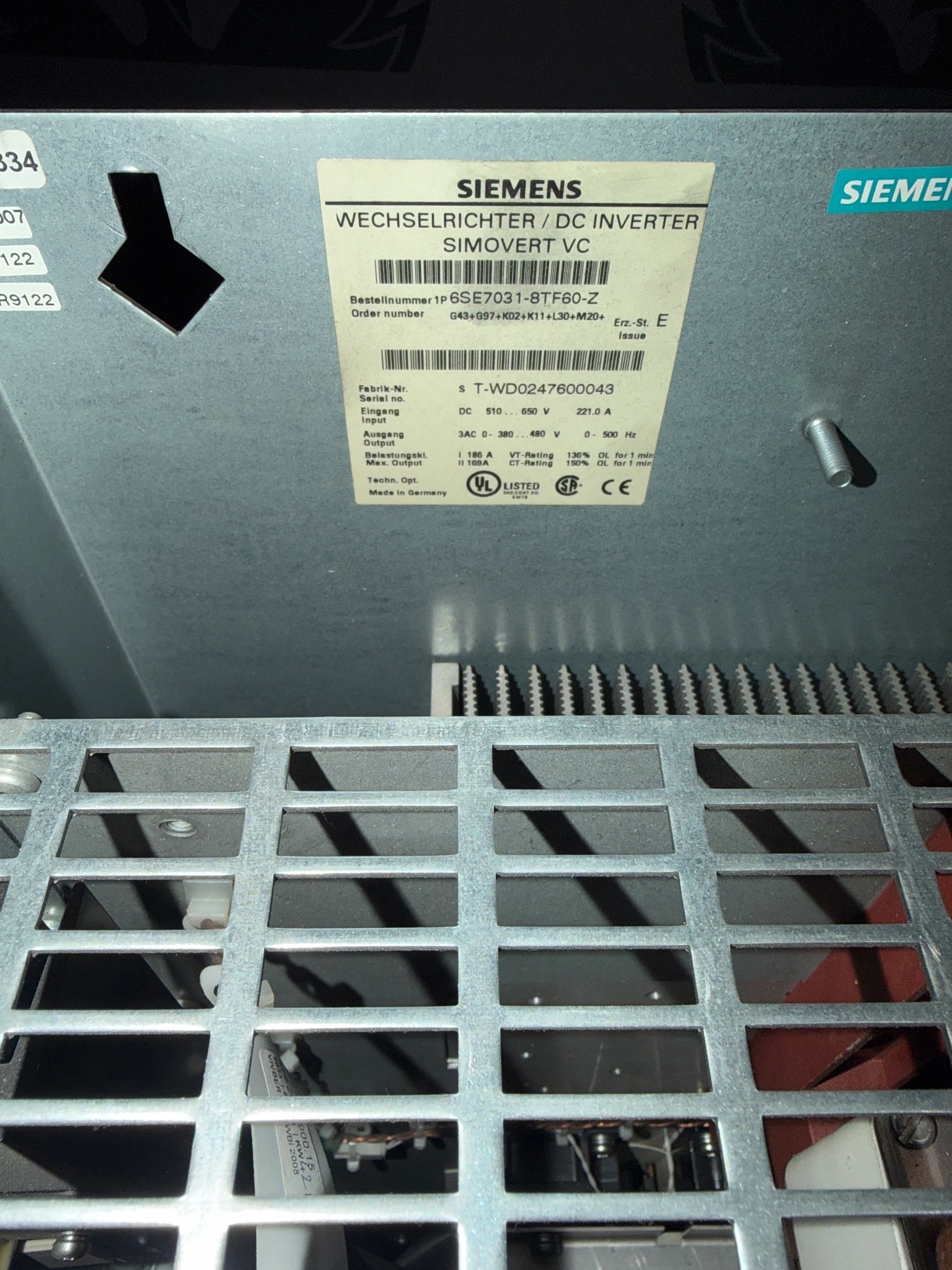 SIEMENS 6SE7031-8TF60-Z SIMOVERT VC DC Inverter Drive USED 3