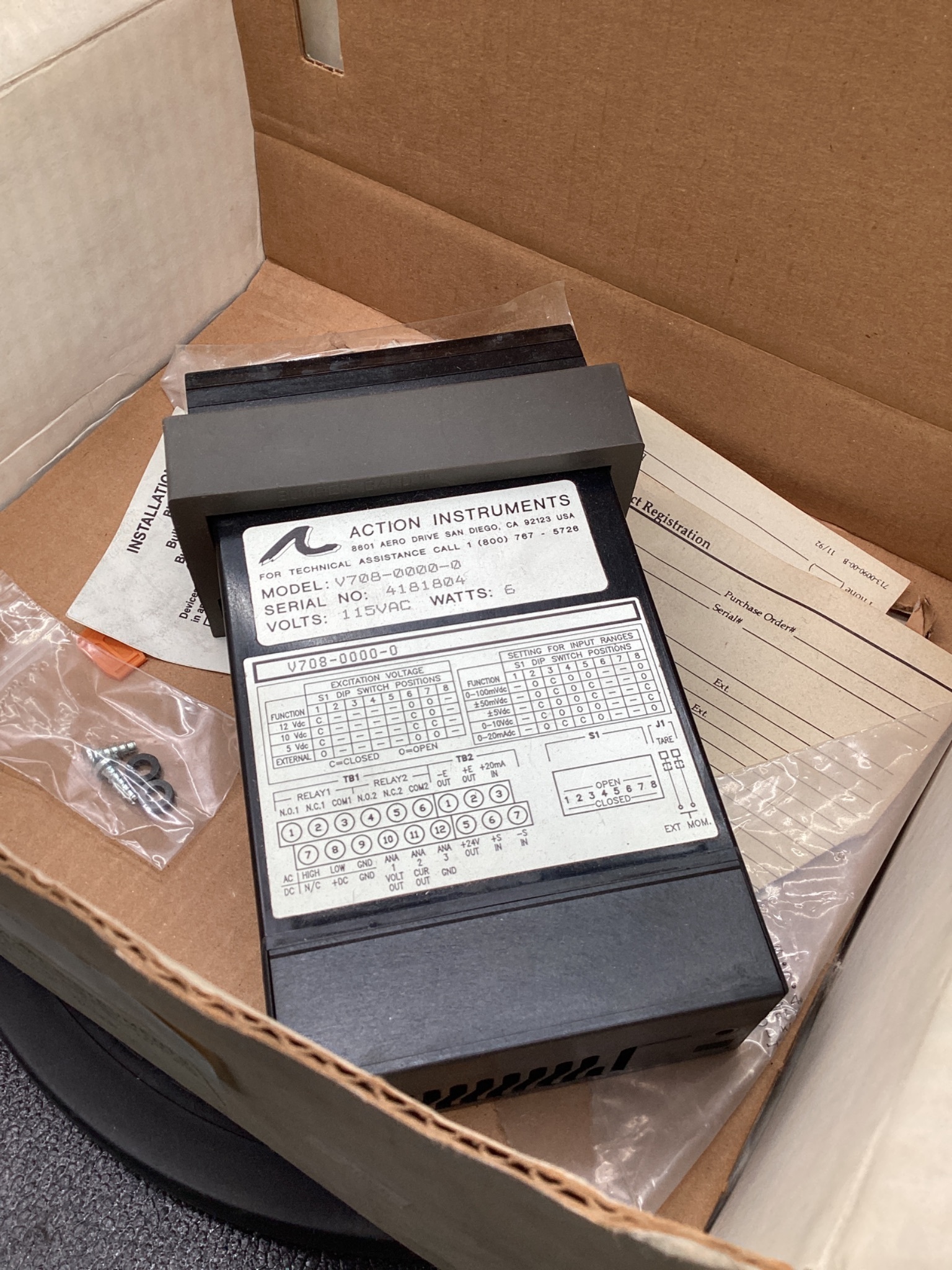 ACTION INSTRUMENTS V708-0000-0 Signal Conditioner / Trip Amplifier NEW 0