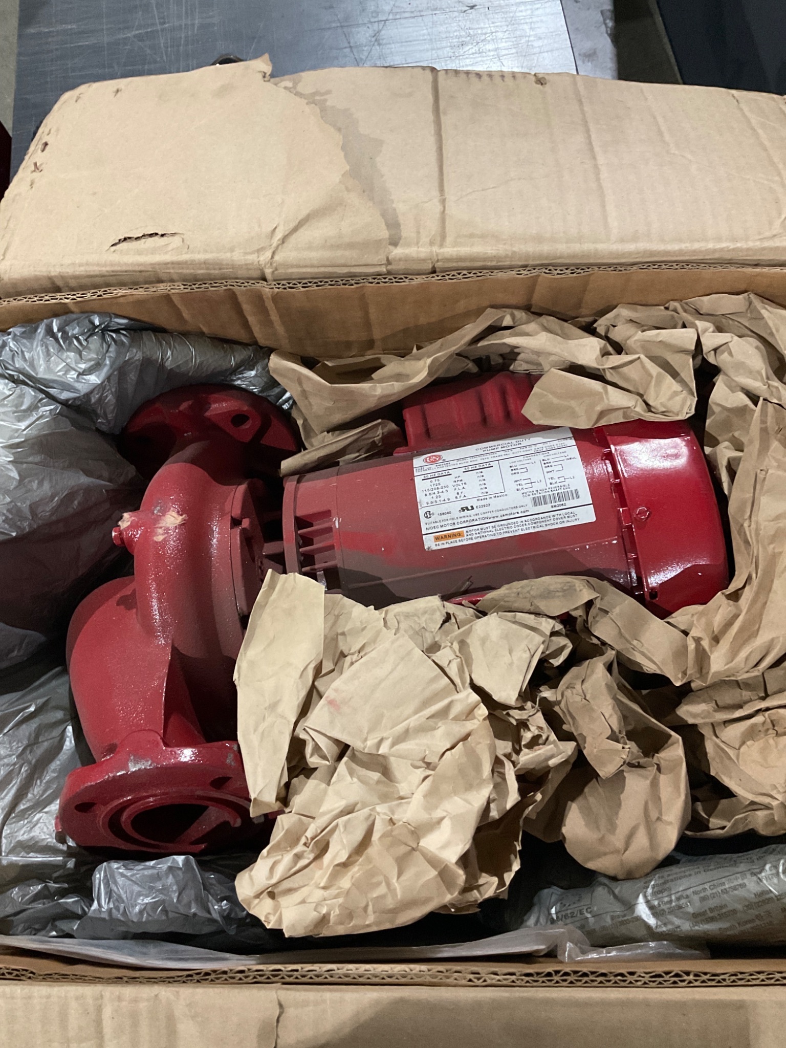 BELL & GOSSETT C209628 SERIES E90 CIRCULATOR PUMP 3/4 HP USED 2
