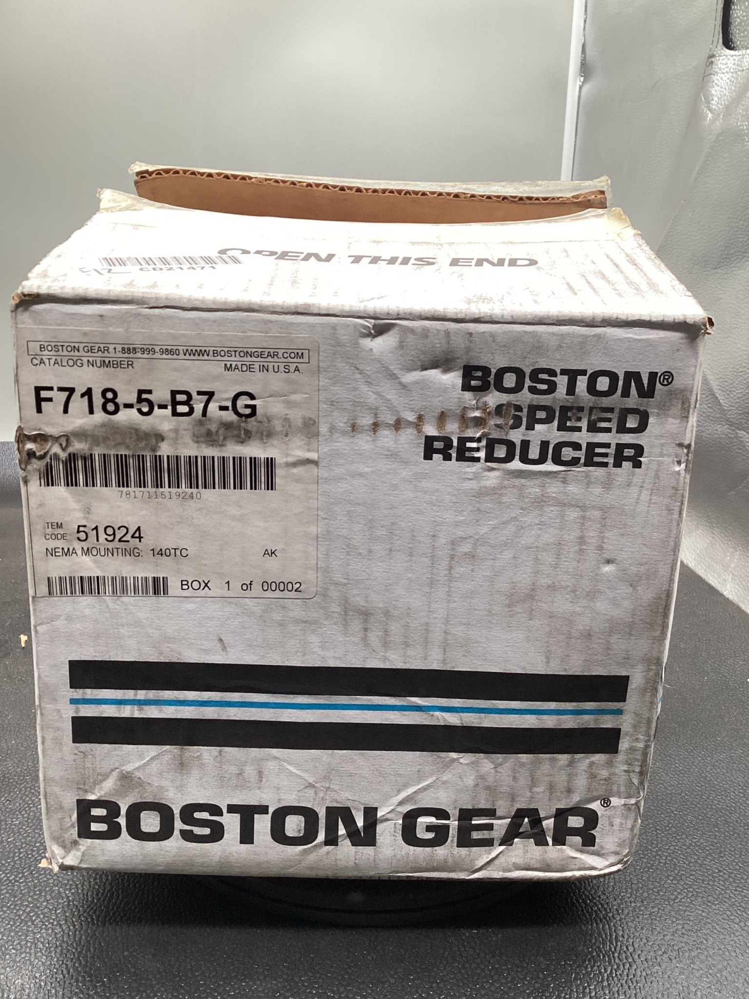 BOSTON GEAR F718-5-B7-G Worm Gear Speed Reducer 5:1 Ratio NEW 1