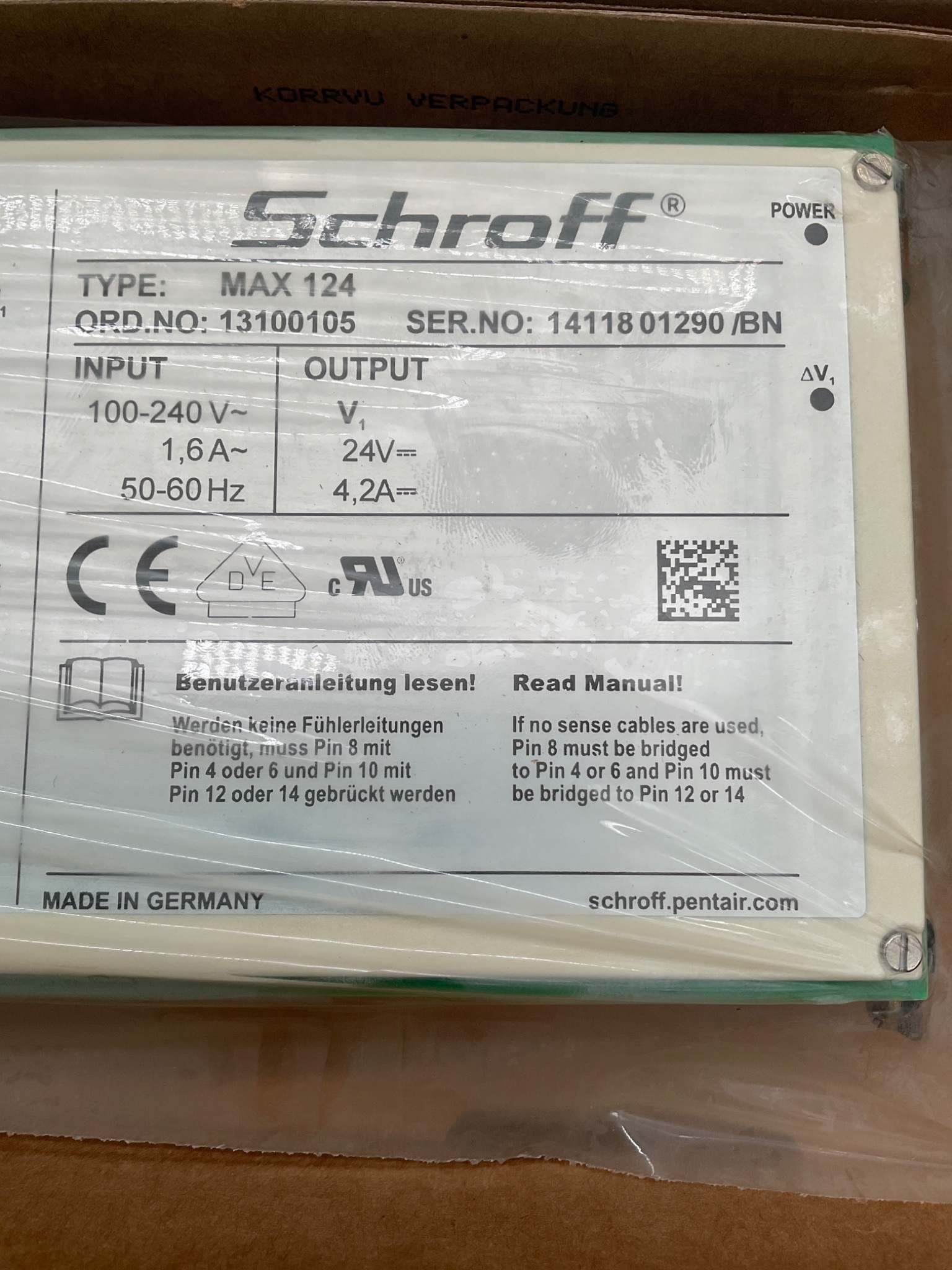 NVENT SCHROFF 13100105 MAX 124 19" Power Supply Unit NEW 3