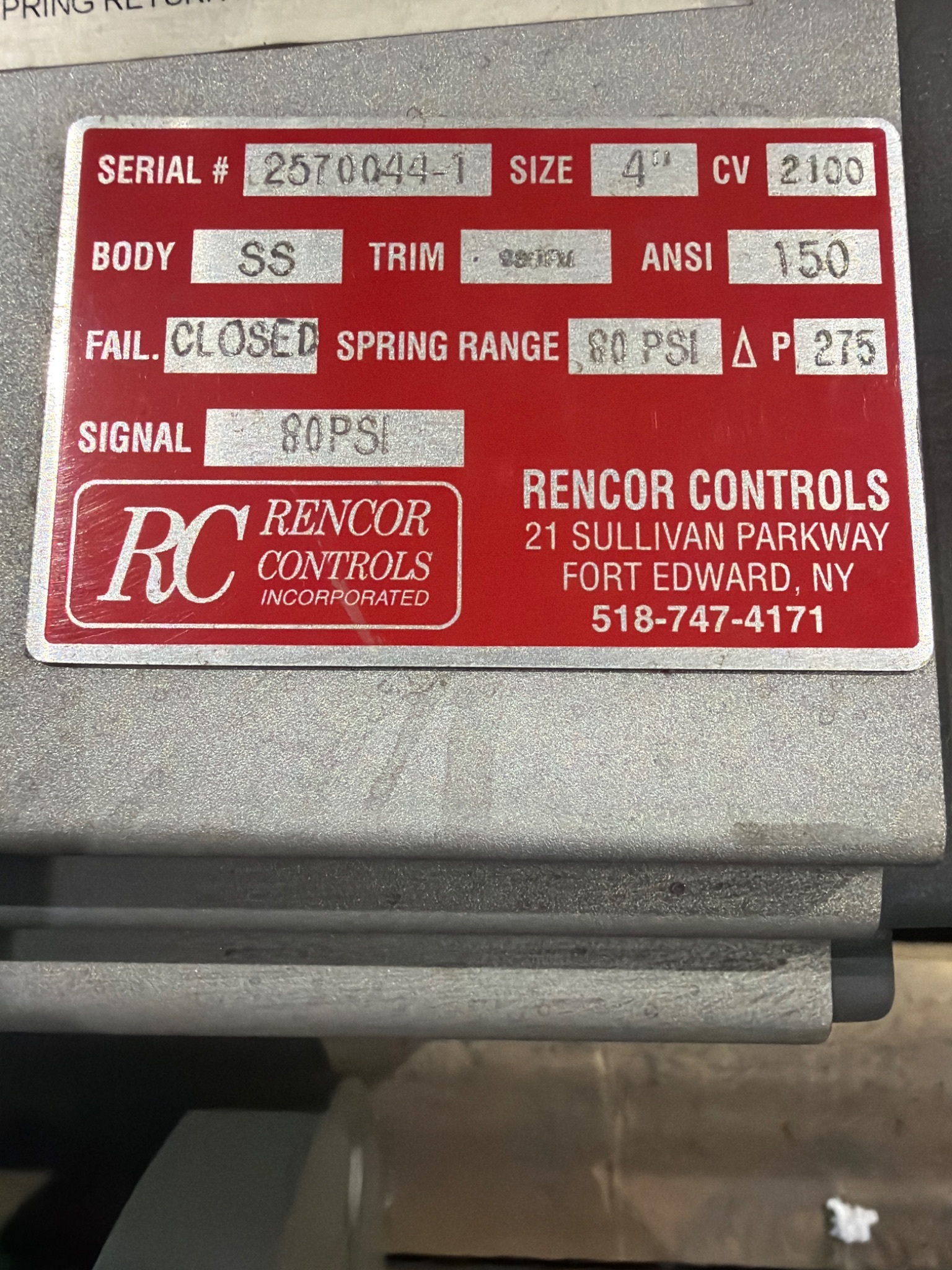 FNW 600C 4" CF8M Ball Valve Class 150 with Rencor Pneumatic Actuator NEW 4