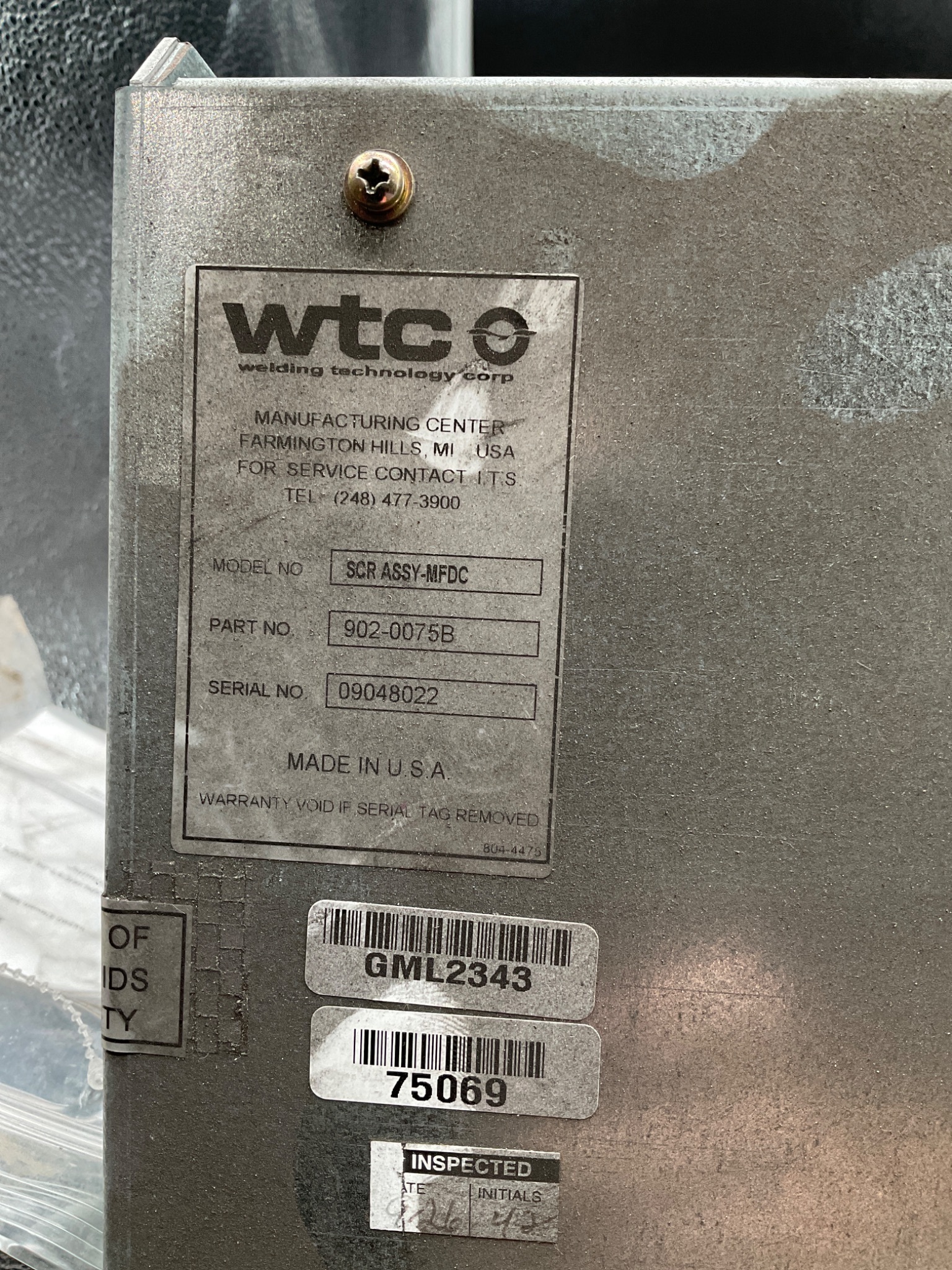 WTC 902-0075B SCR Assembly MFDC Welding Control Module USED 2