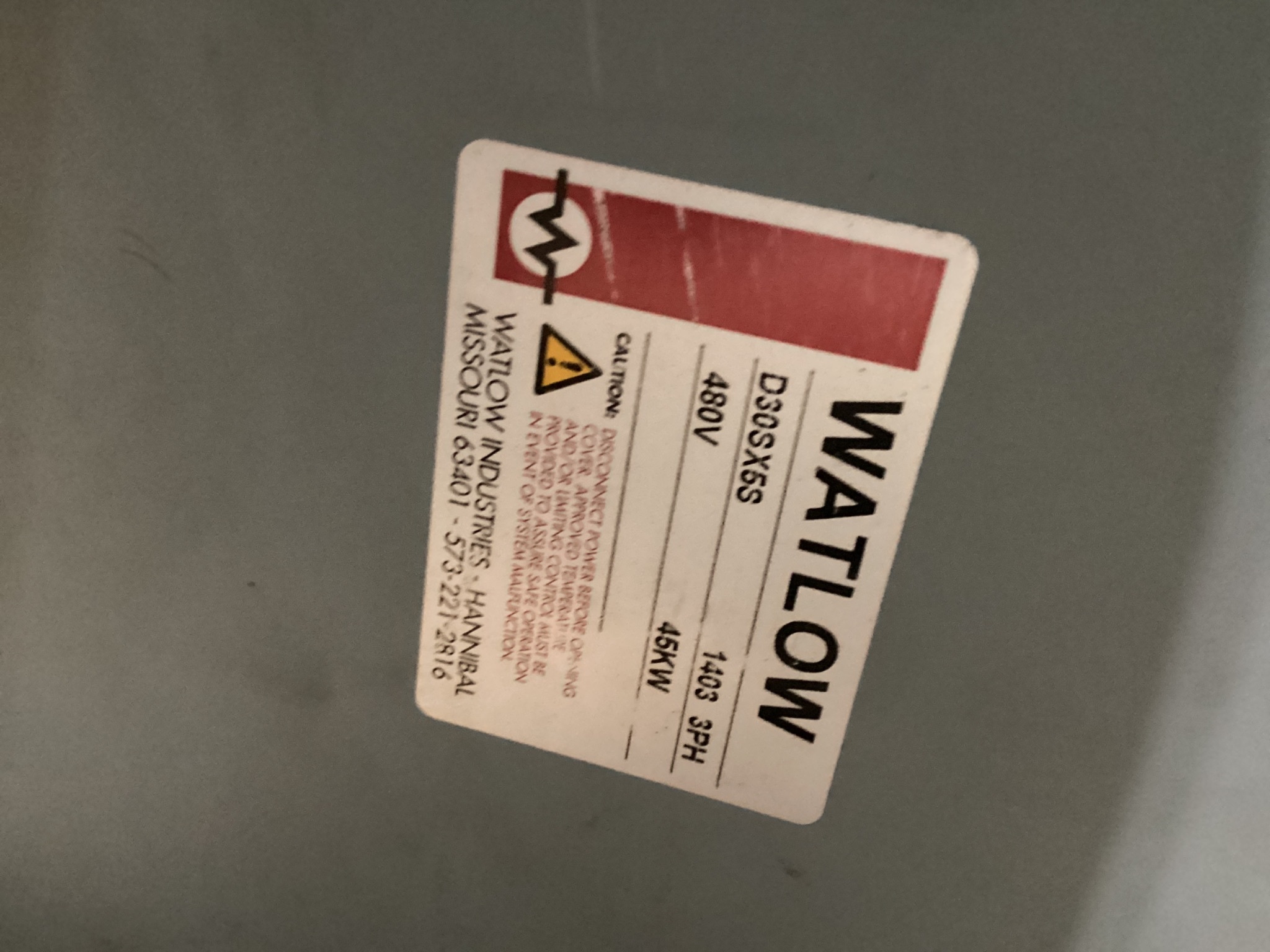 Watlow D30SX5S Immersion Heater 45kW 480V USED 3