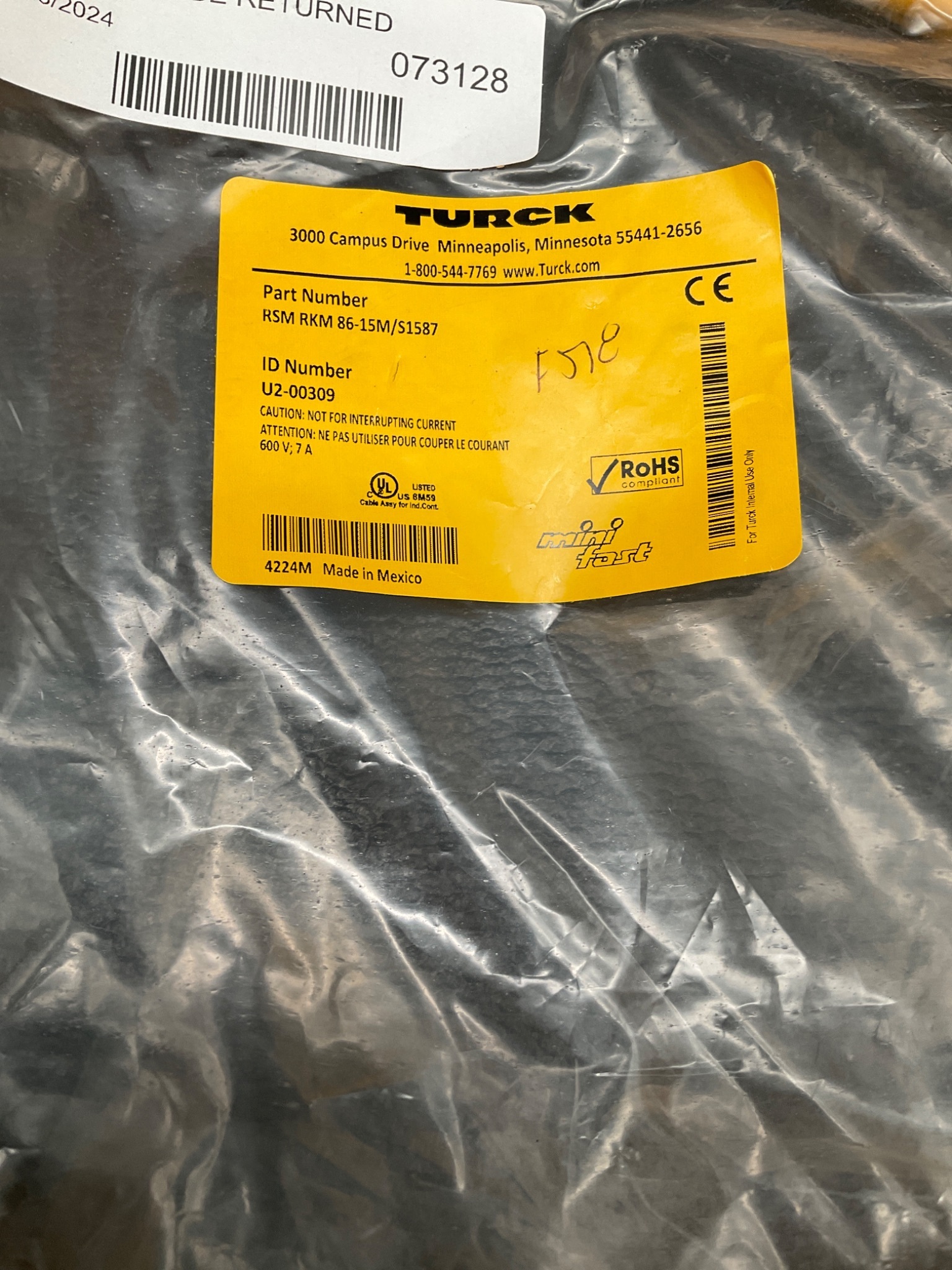 Turck RSM-RKM 86-15M/S1587 M12 Extension Cable 15M NEW 3
