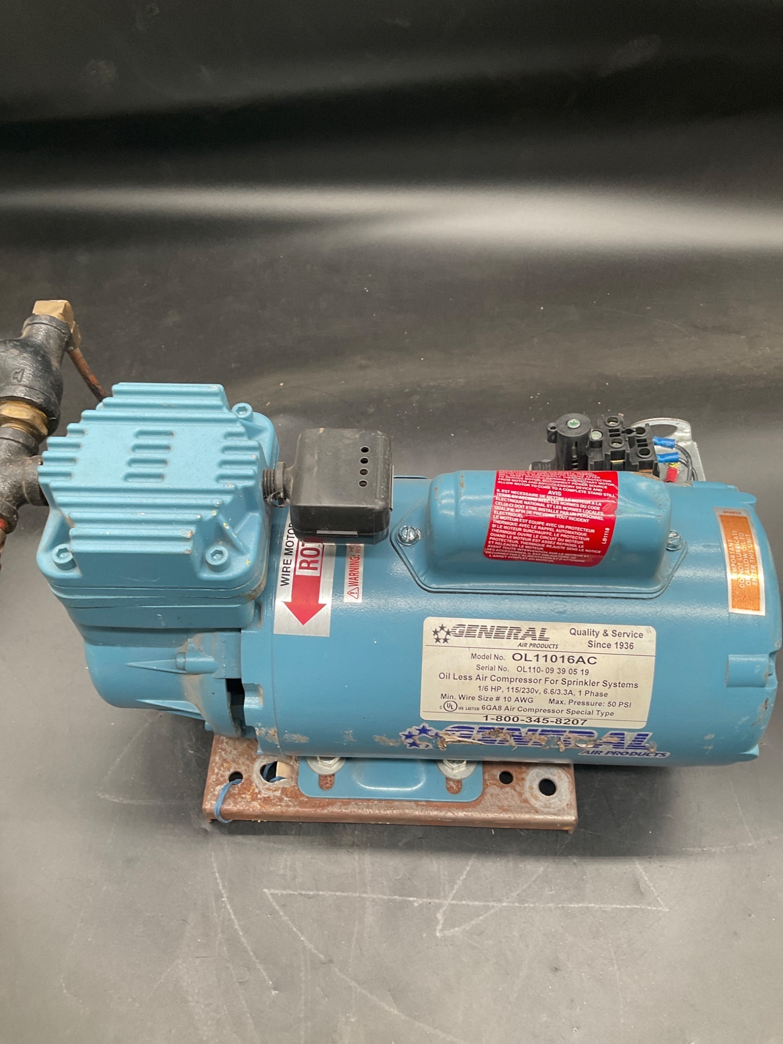 GENERAL OL1-1016AC Air Compressor USED 3