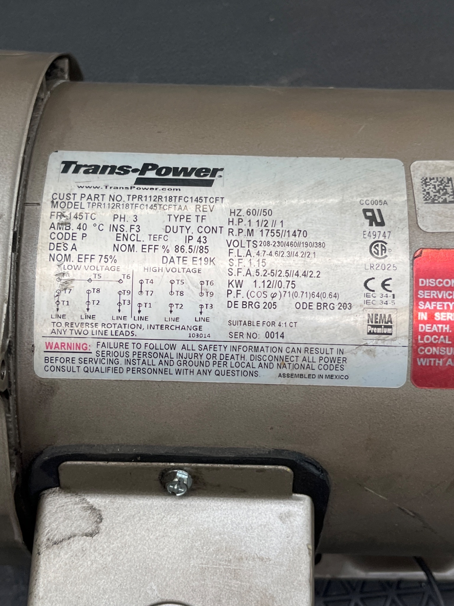 BOSTON GEAR CMBA140TU-6 Gearmotor USED 4