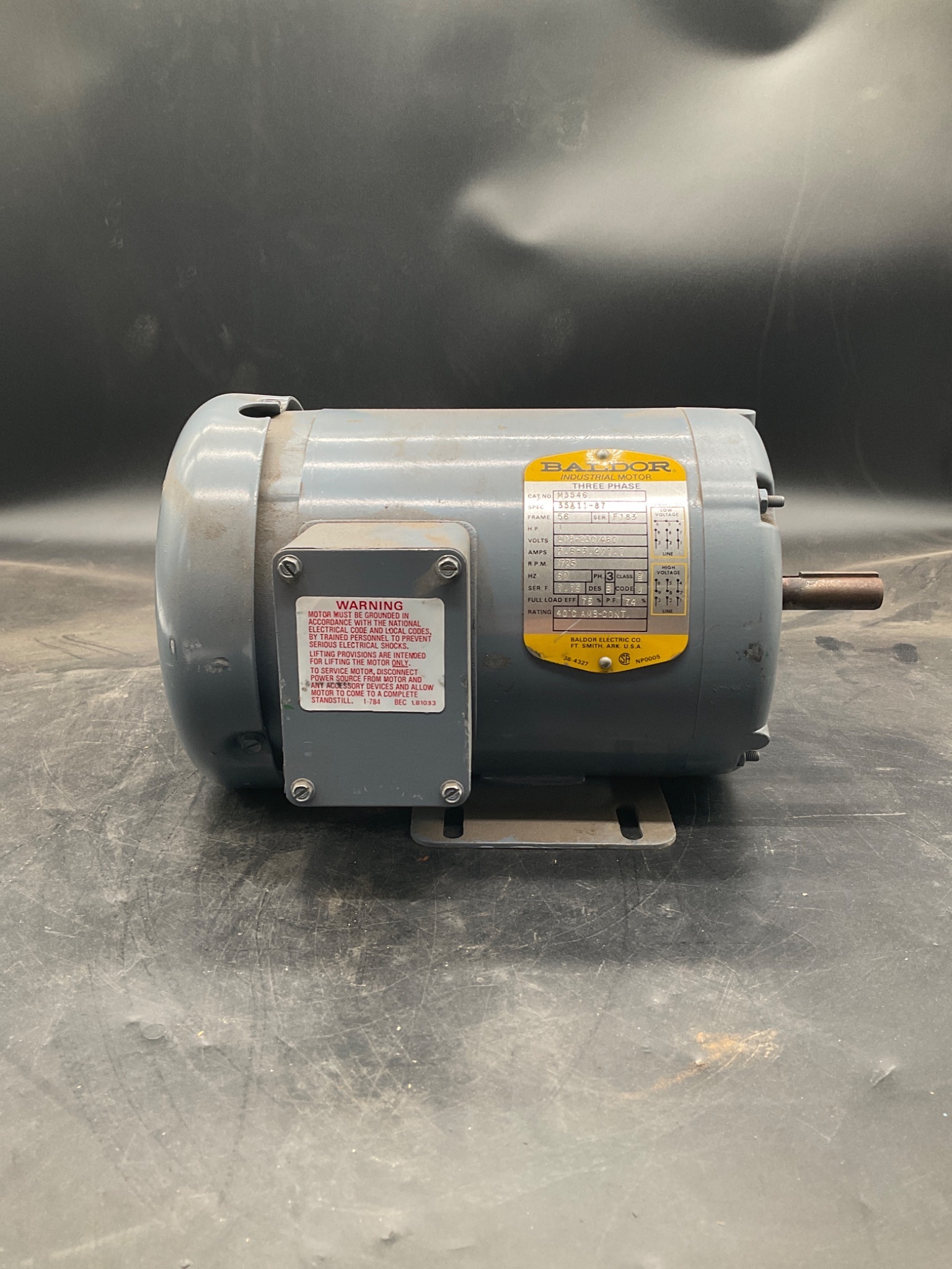 BALDOR M3546 1HP 3PH 1725RPM Motor USED 0