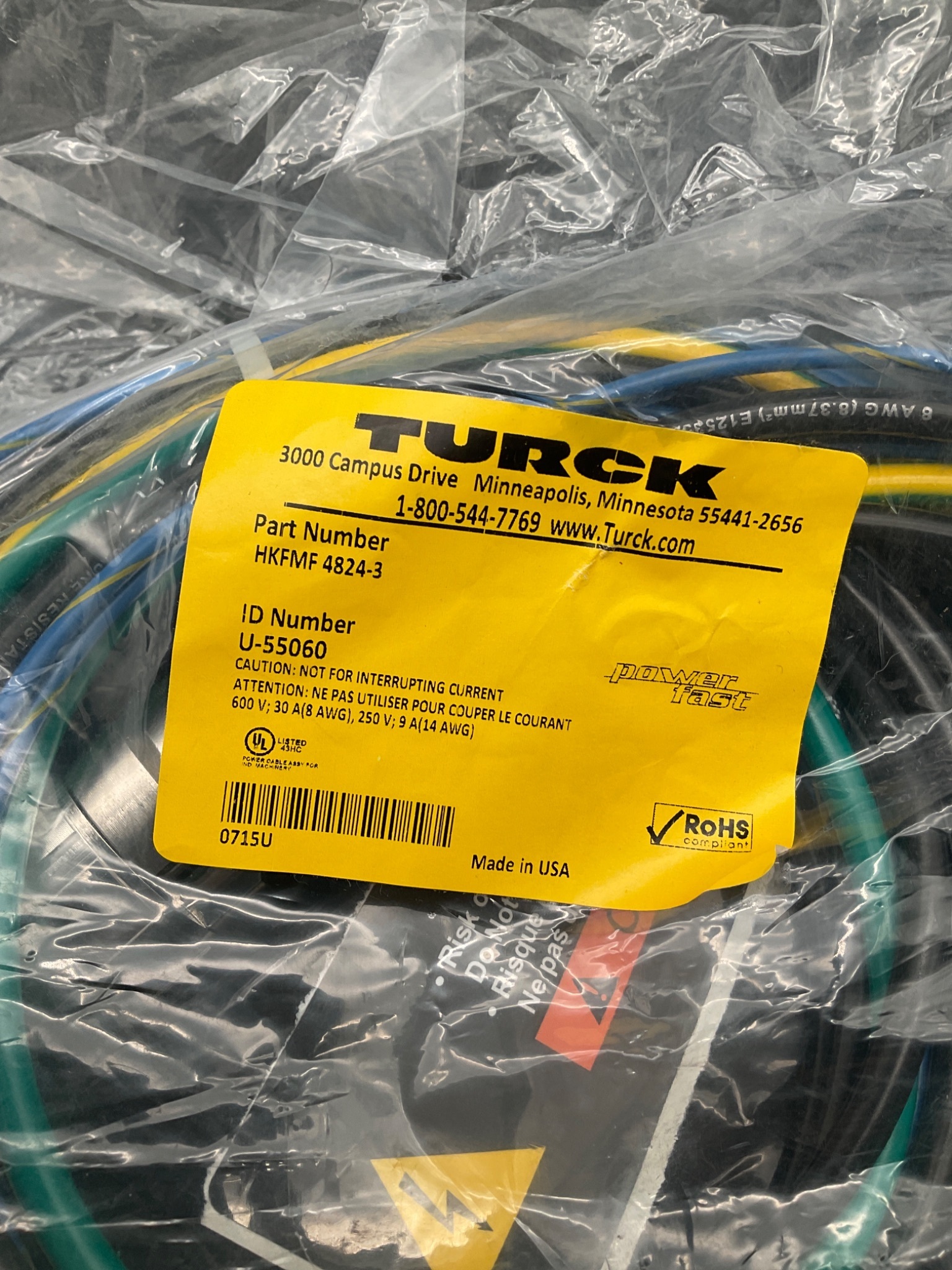 TURCK HKFMF 4824-3 Cordset / Wiring Harness NEW 0