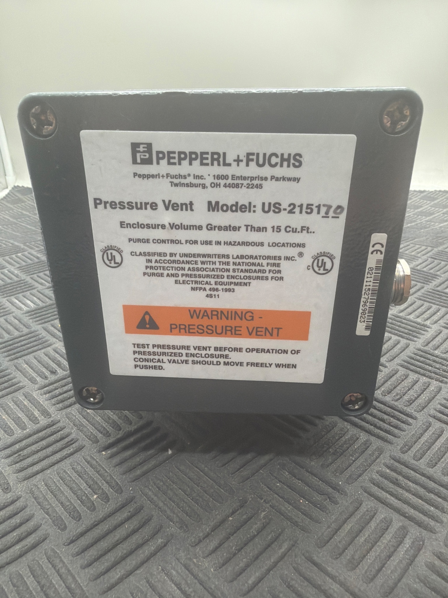 PEPPERL+FUCHS US‑215170‑Y906886 Hazardous Location Pressure Vent - NEW 1