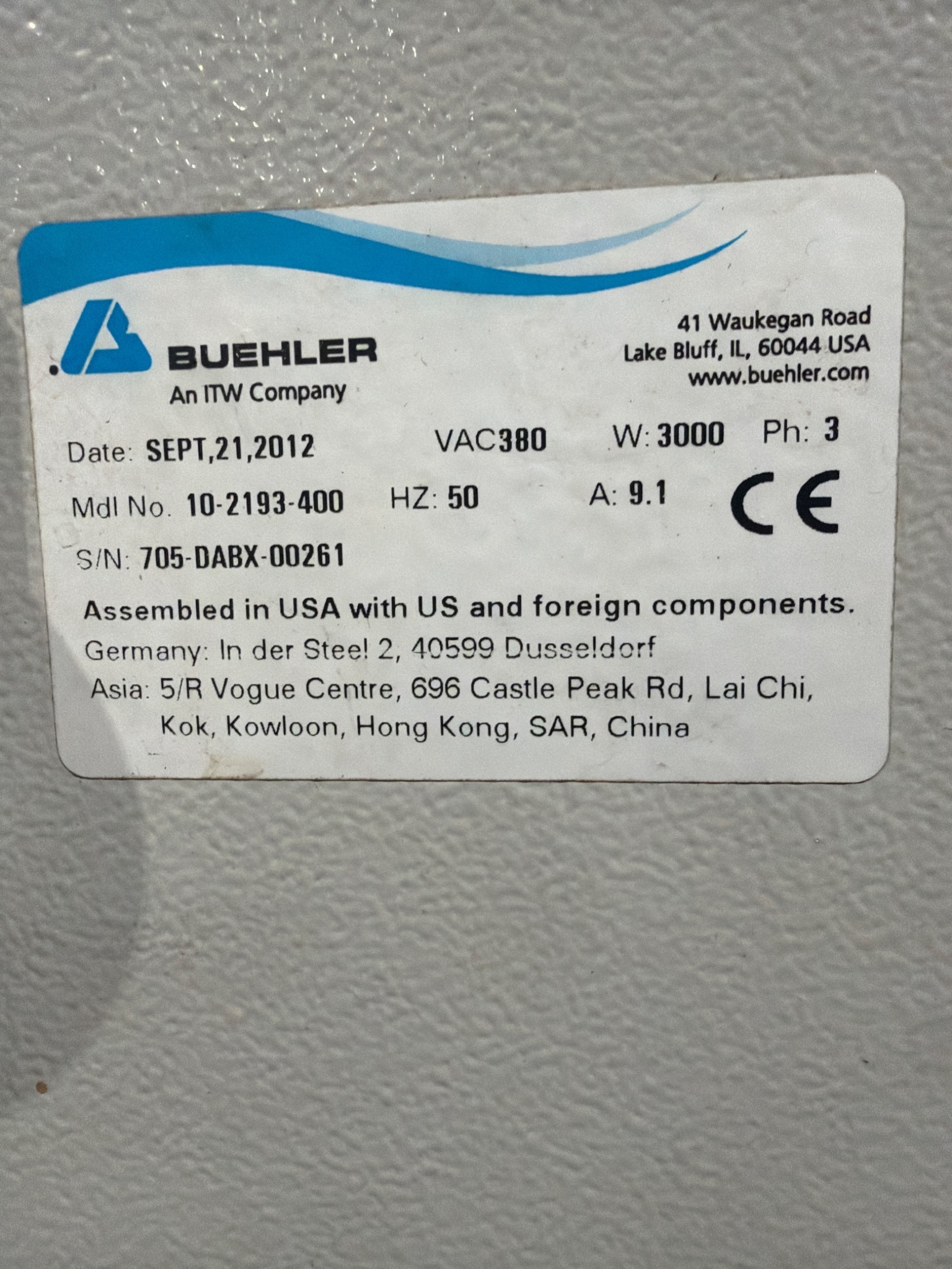 BUEHLER 10-2193-400 AbrasiMatic 300 Abrasive Cutter 380V 3PH USED 5