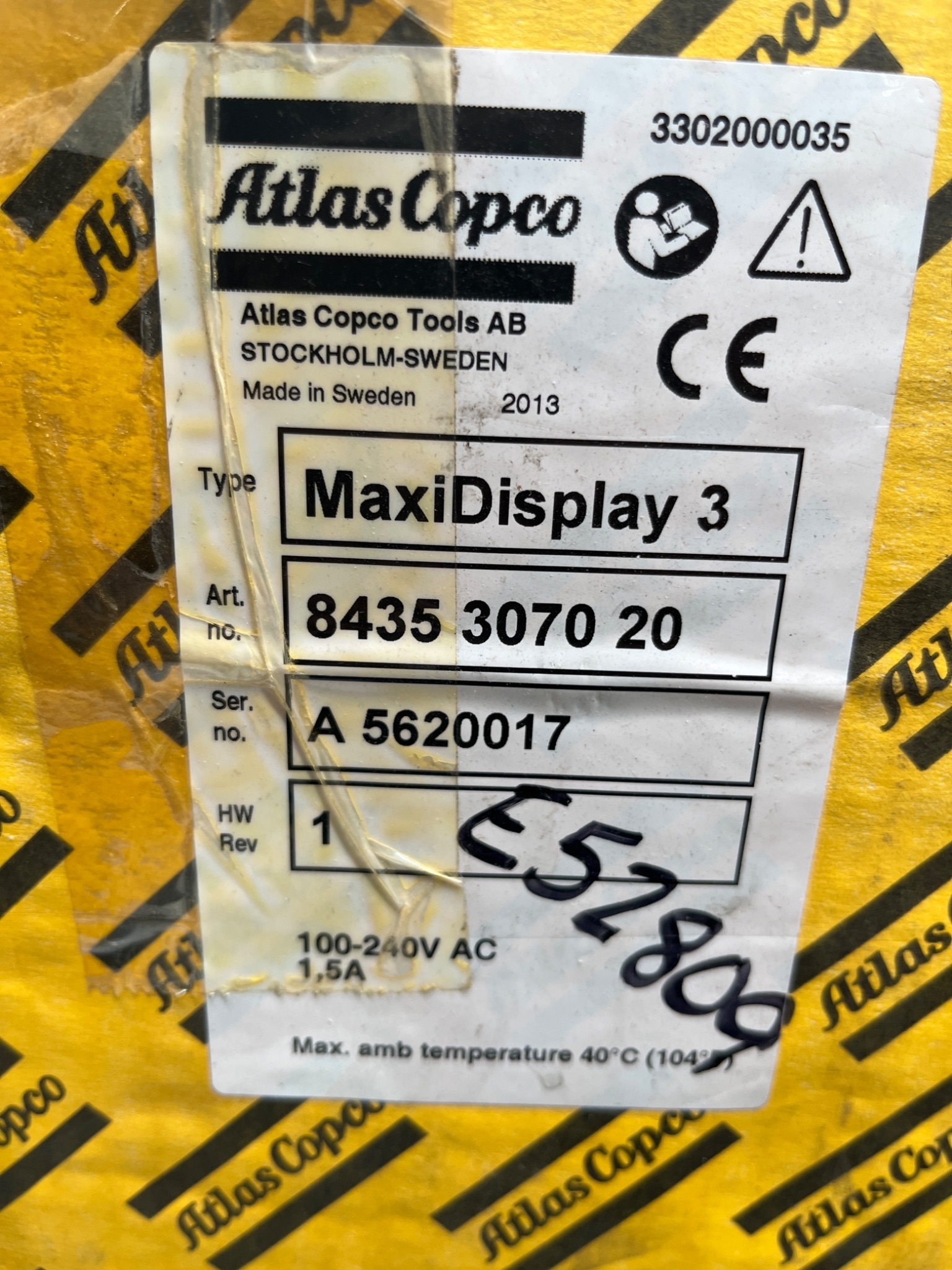 ATLAS COPCO 8435 3070 20 MaxiDisplay 3 HMI Display Panel 19V DC 100–240V AC NEW 4