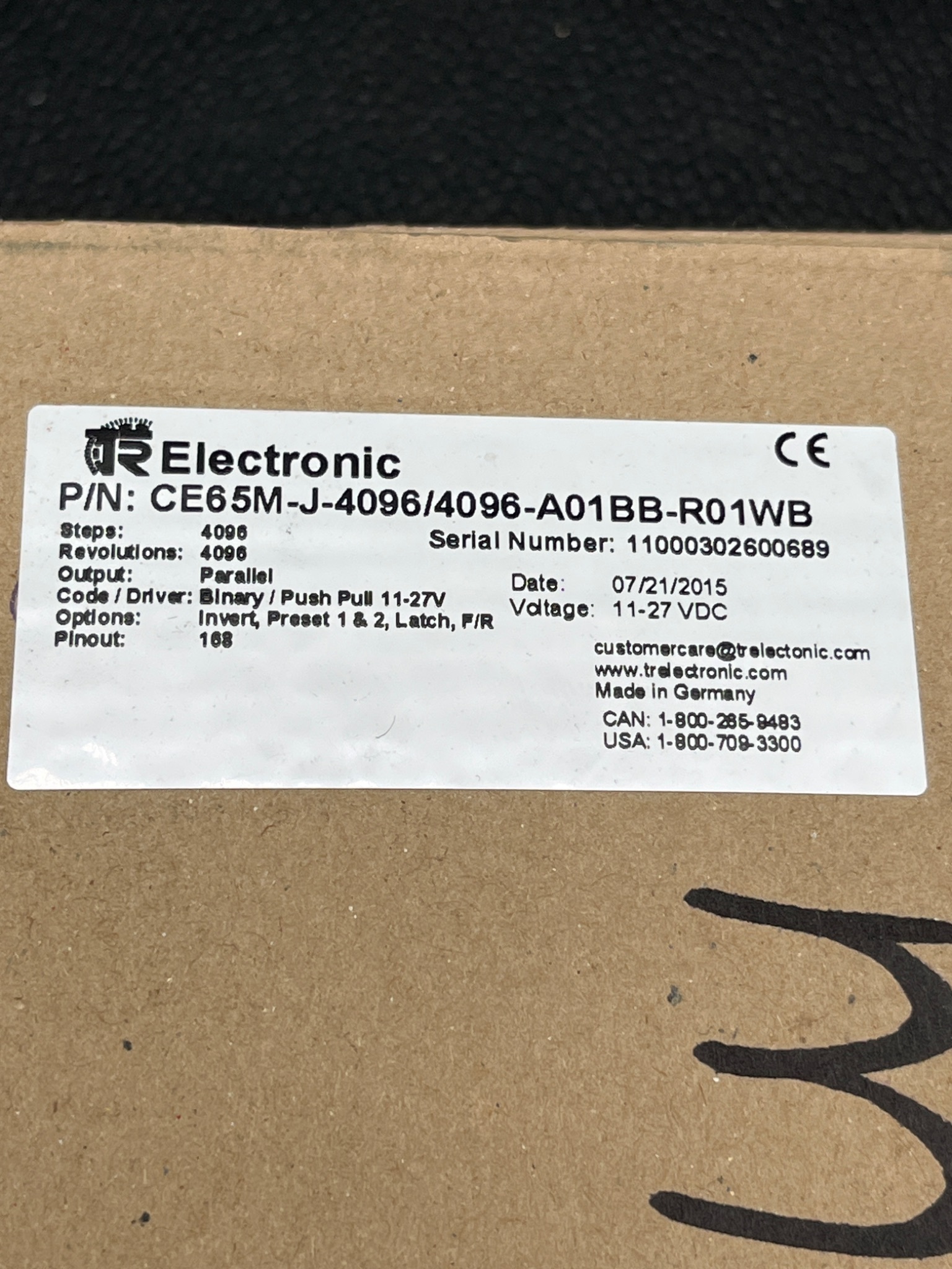 TR ELECTRONIC CE65M-J-4096/4096-A01BB-R01WB Rotary Encoder 4096 PPR 11–27VDC NEW 4