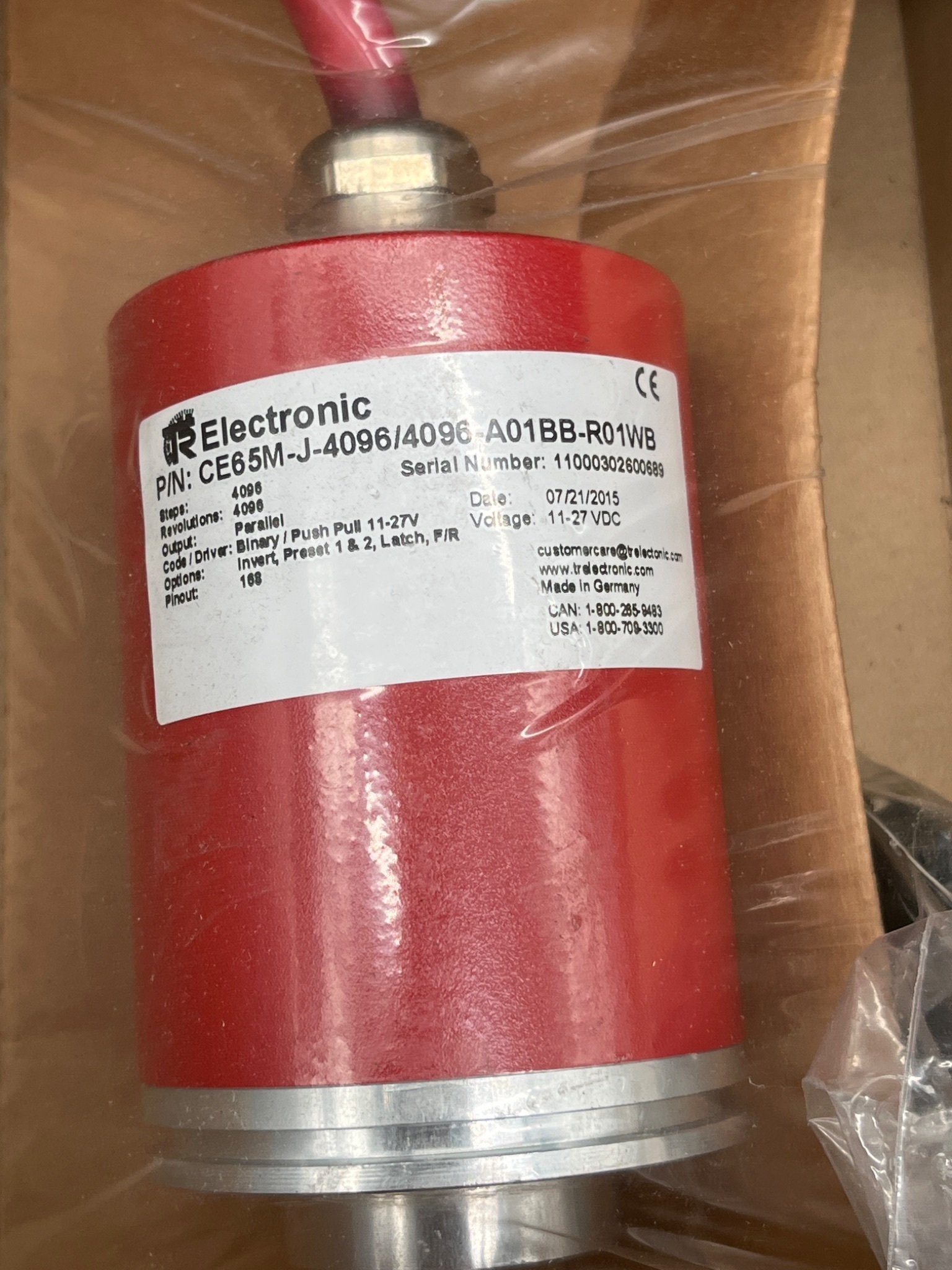 TR ELECTRONIC CE65M-J-4096/4096-A01BB-R01WB Rotary Encoder 4096 PPR 11–27VDC NEW 6