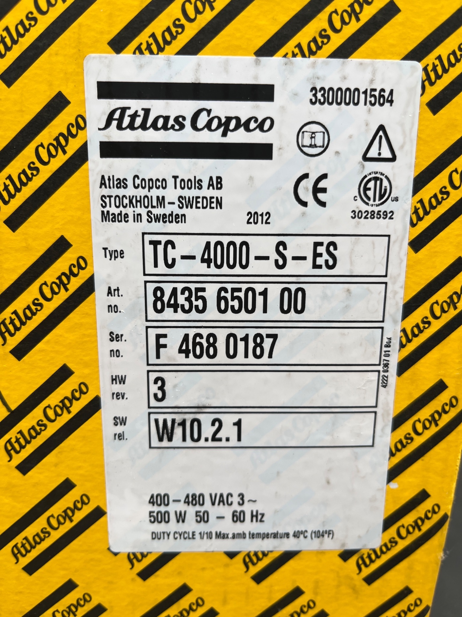 ATLAS COPCO TC-4000-S-ES Tool Controller 400–480VAC 3PH NEW 4