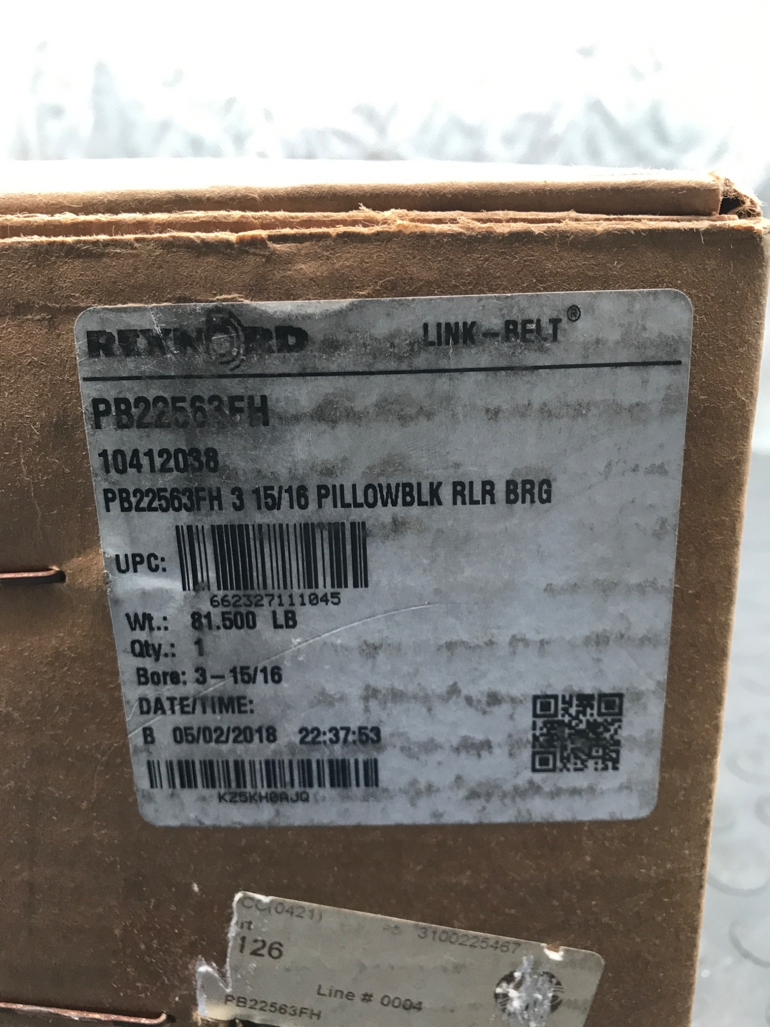 REXNORD PB22563FH Pillow Block Bearing 3‑15/16" NEW 1