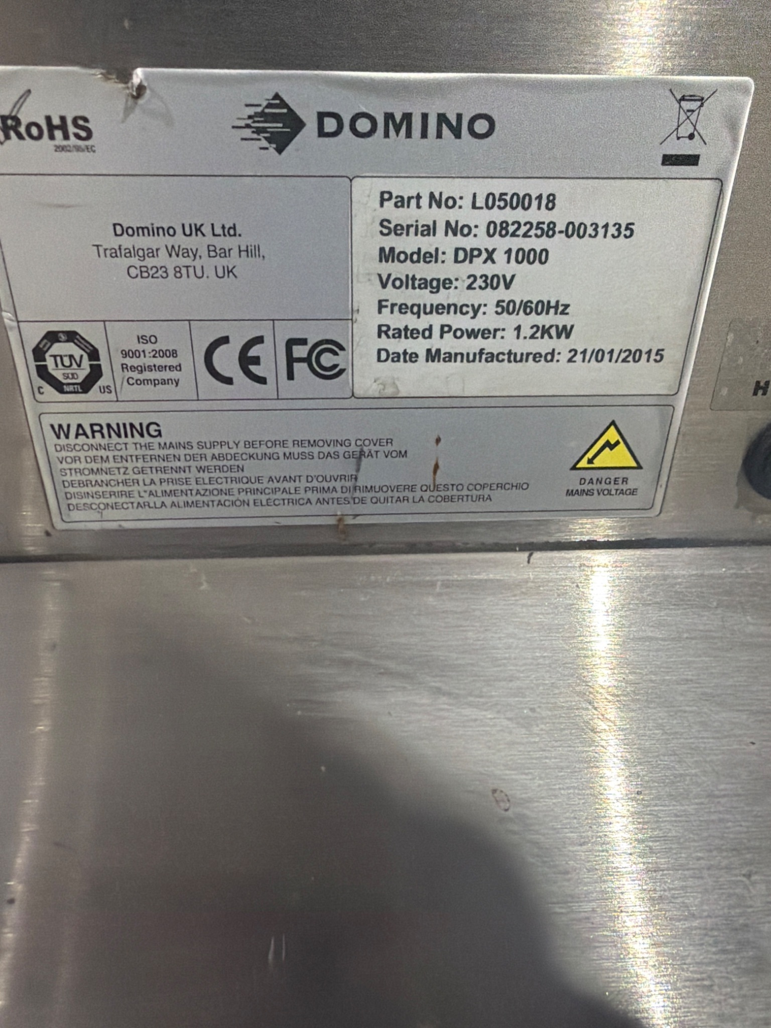 Domino Purex DPX1000 Fume Extraction System with BCP7 Controller D320i USED 7