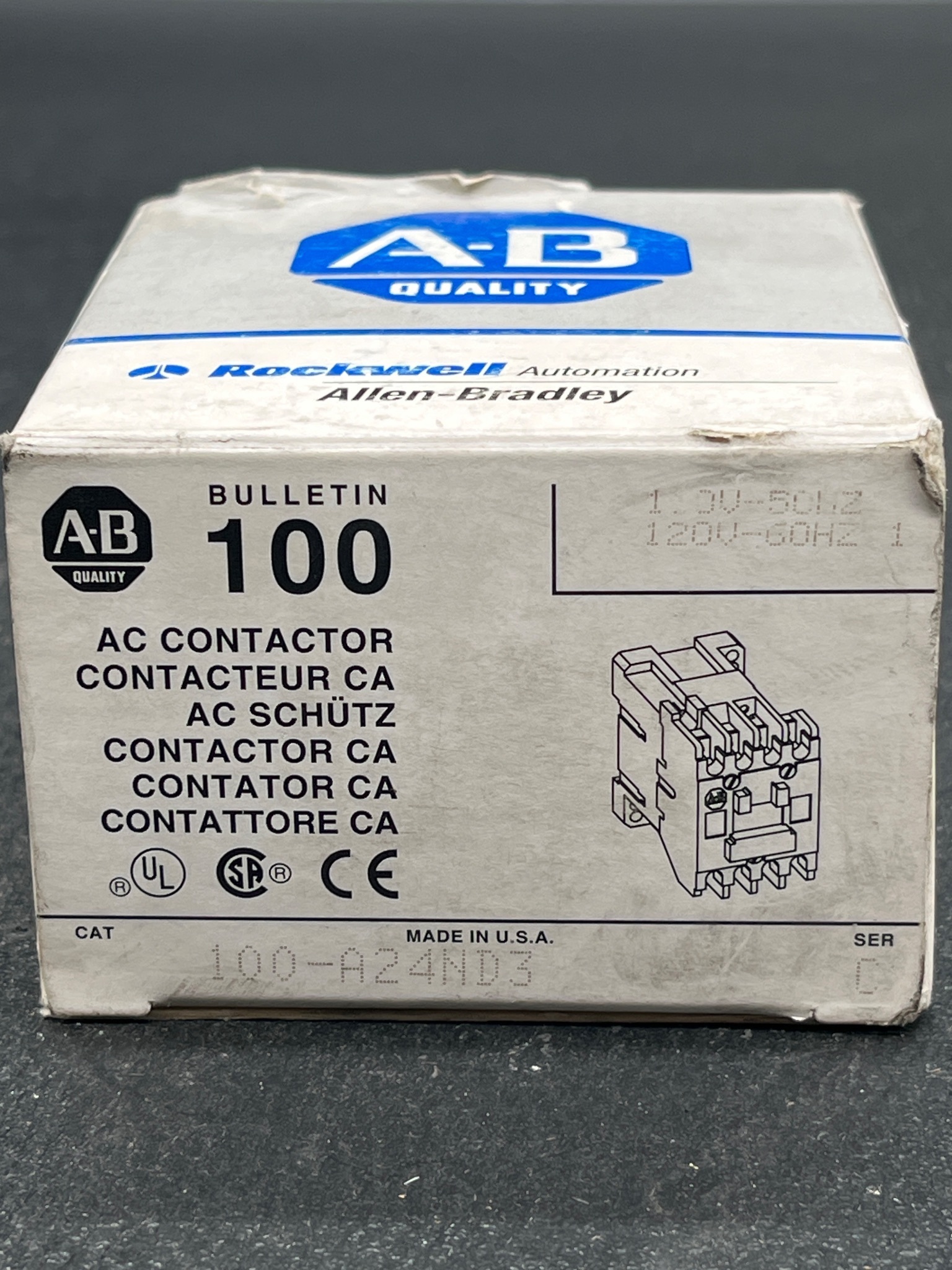 Allen-Bradley 100-A24ND3 Contactor 24V AC Coil 3 Pole NEW 5