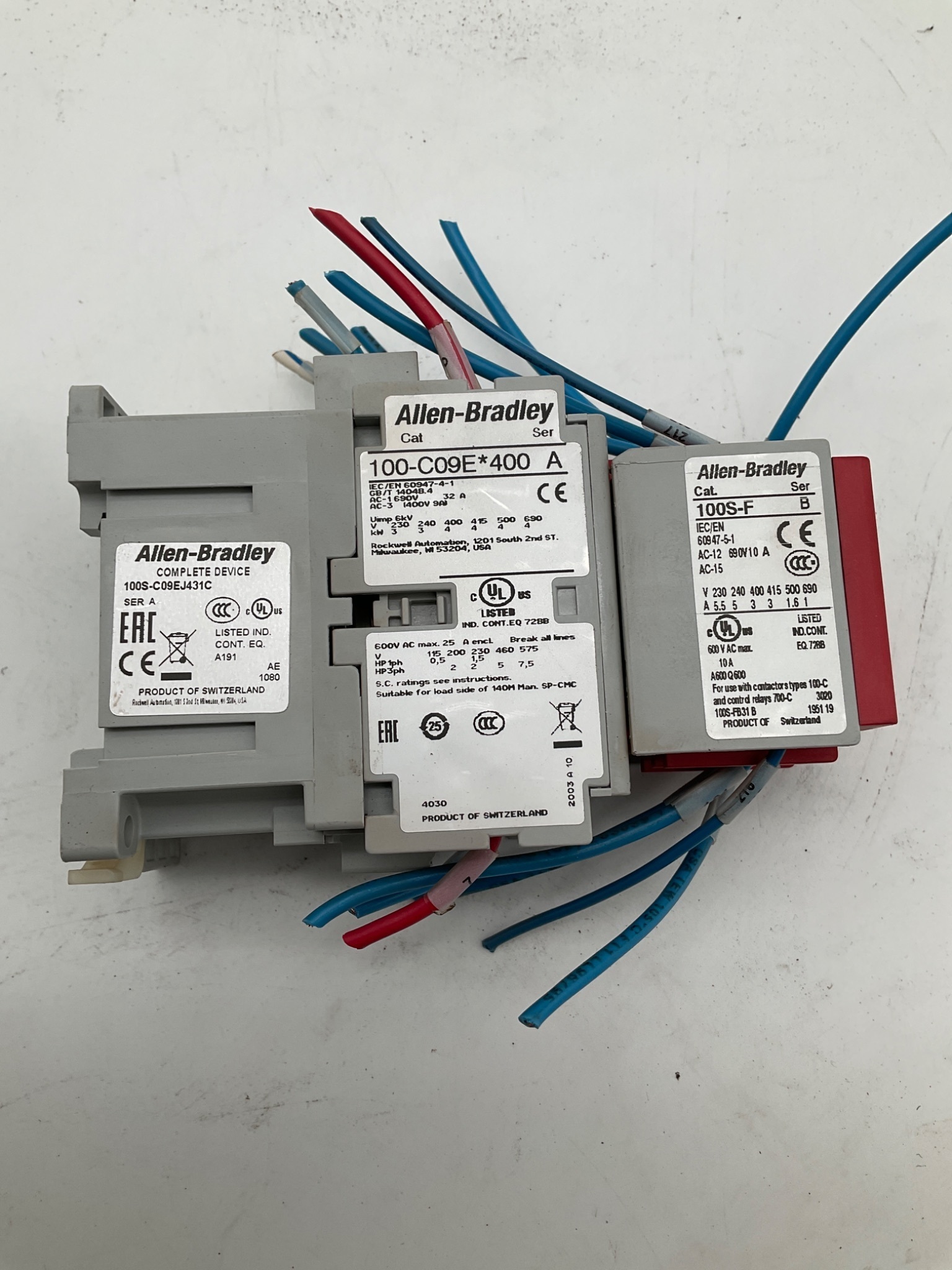 Allen-Bradley 100S-CO9EJ400 Safety Contactor Assembly with Auxiliary Block USED 3