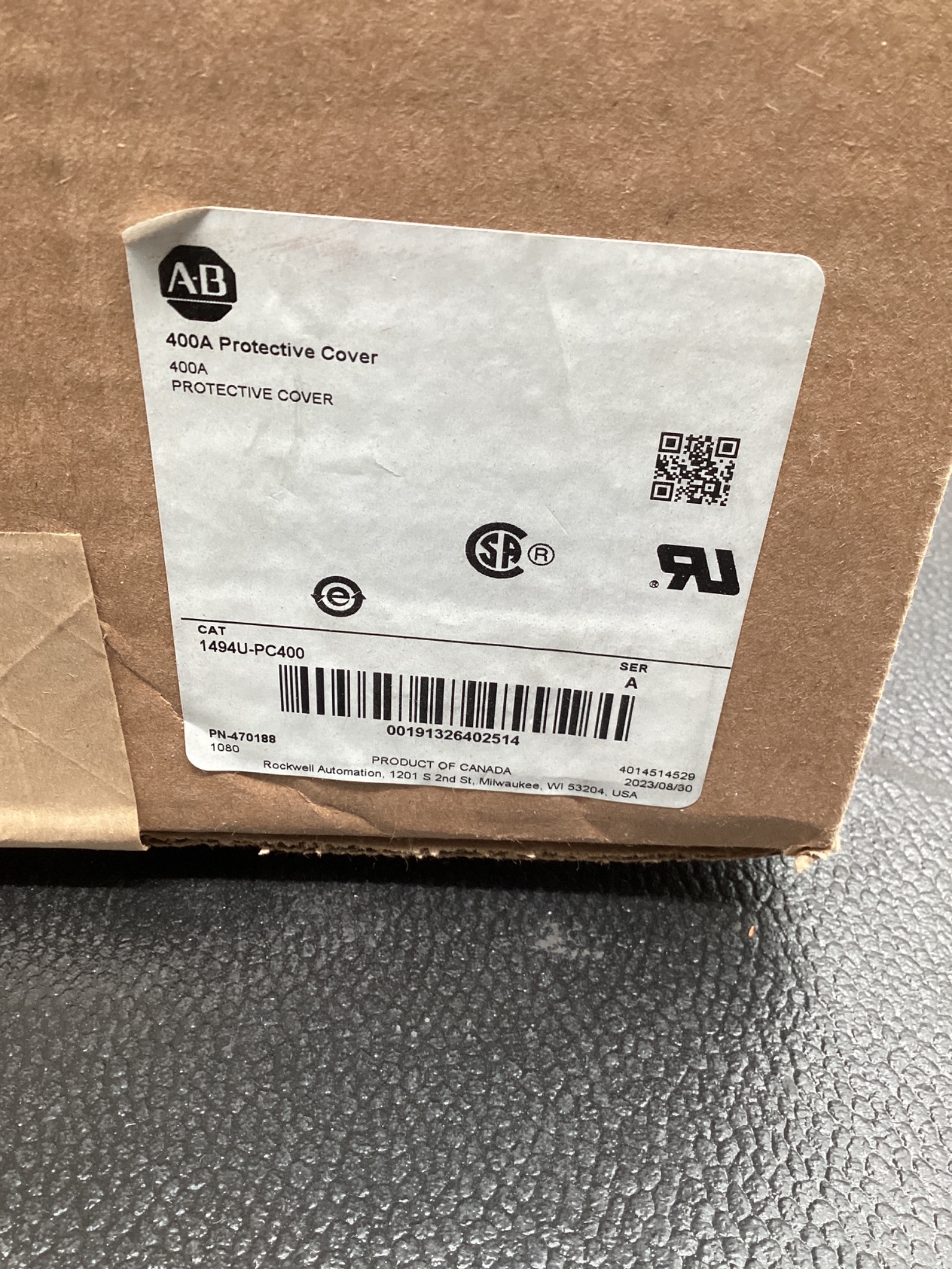 Allen-Bradley 1494U-PC400 Protective Cover 400A Disconnect Switch NEW 3