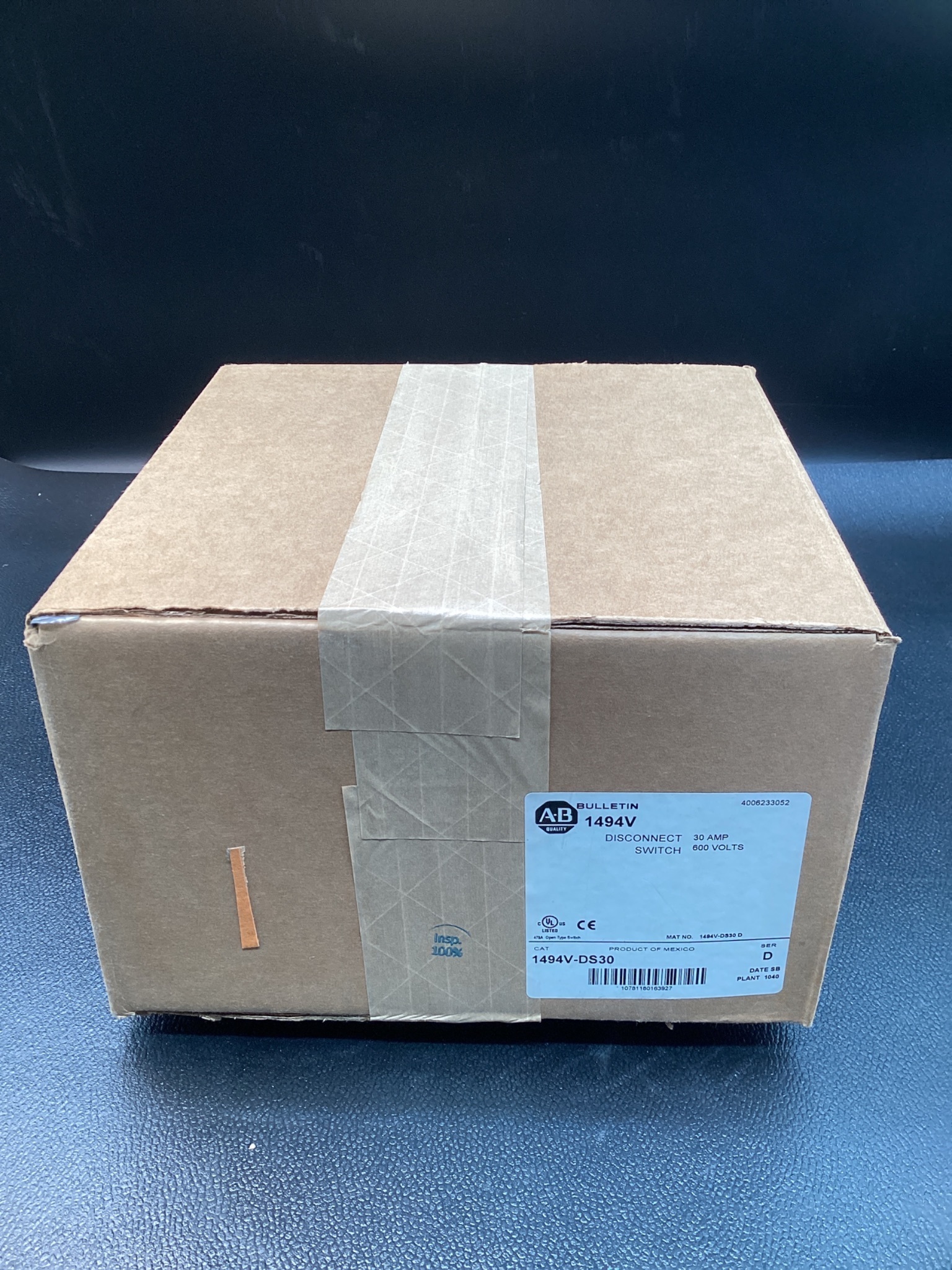 Allen-Bradley 1494V-DS30 Disconnect Switch 30A 600V NEW 0