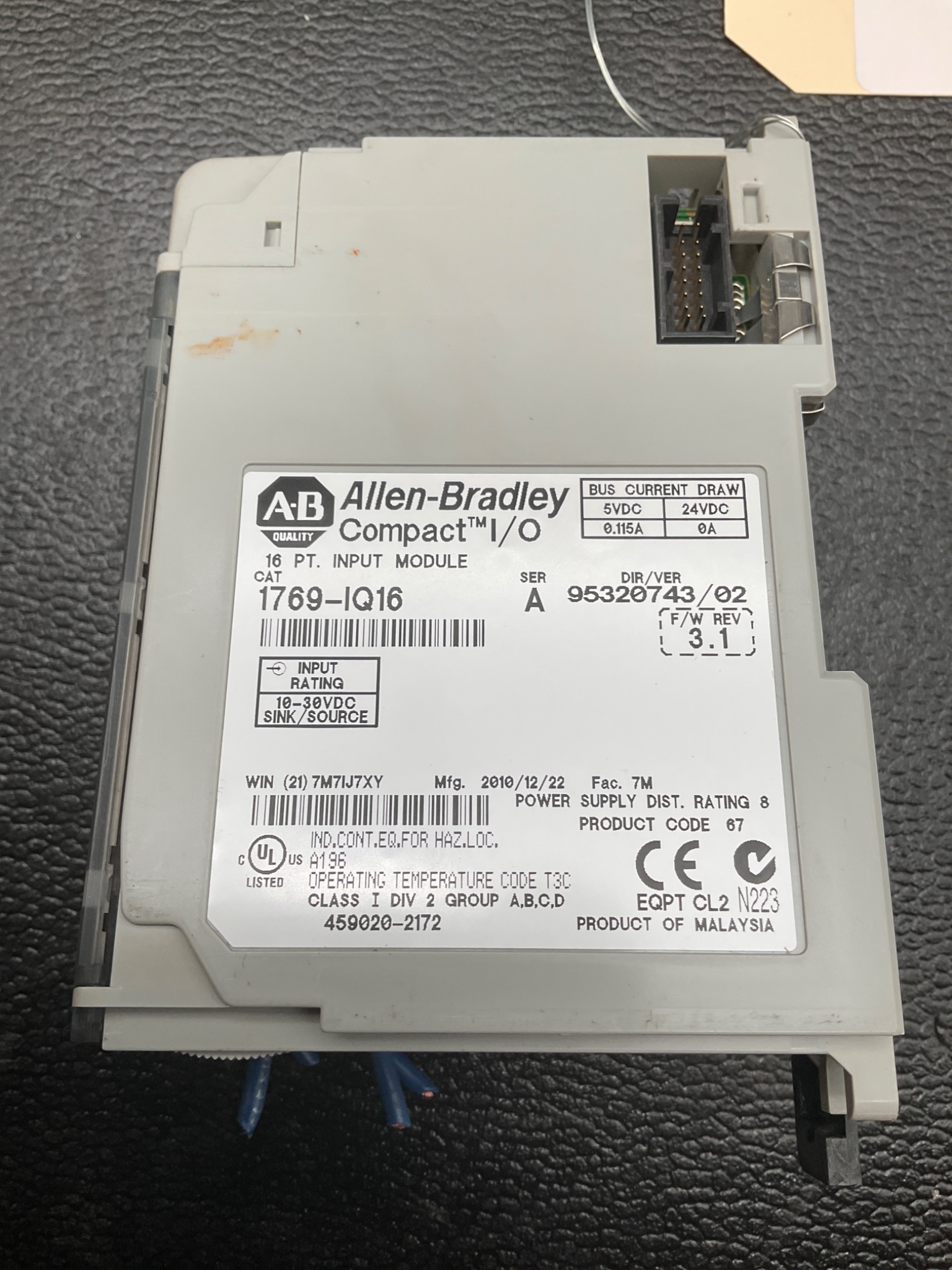 Allen-Bradley 1769-IQ16/A CompactLogix 16 Point DC Input Module USED 2