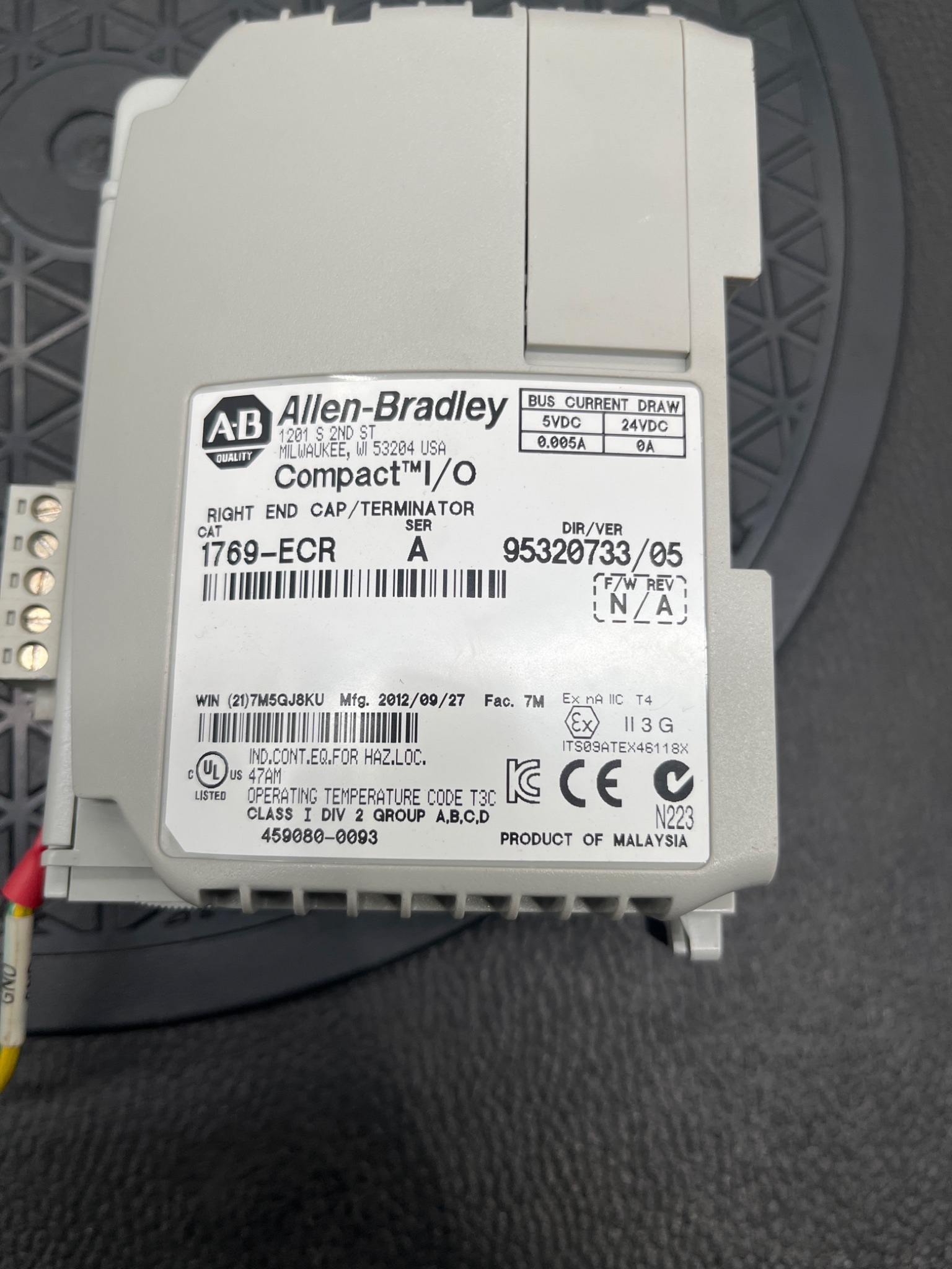 Allen Bradley 1769-SDN/B DeviceNet Scanner with 1769-ECR End Cap Ser A USED 7