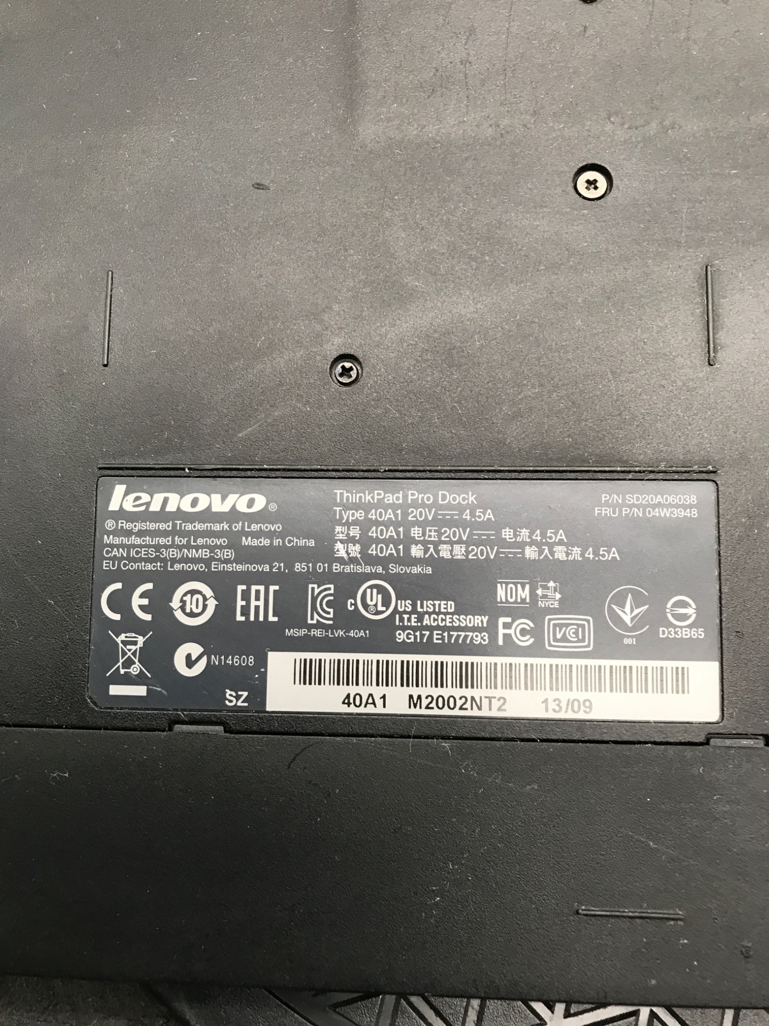 Lenovo 40A1 M2002NT2 ThinkPad Pro Dock Type 40A1 USED 6