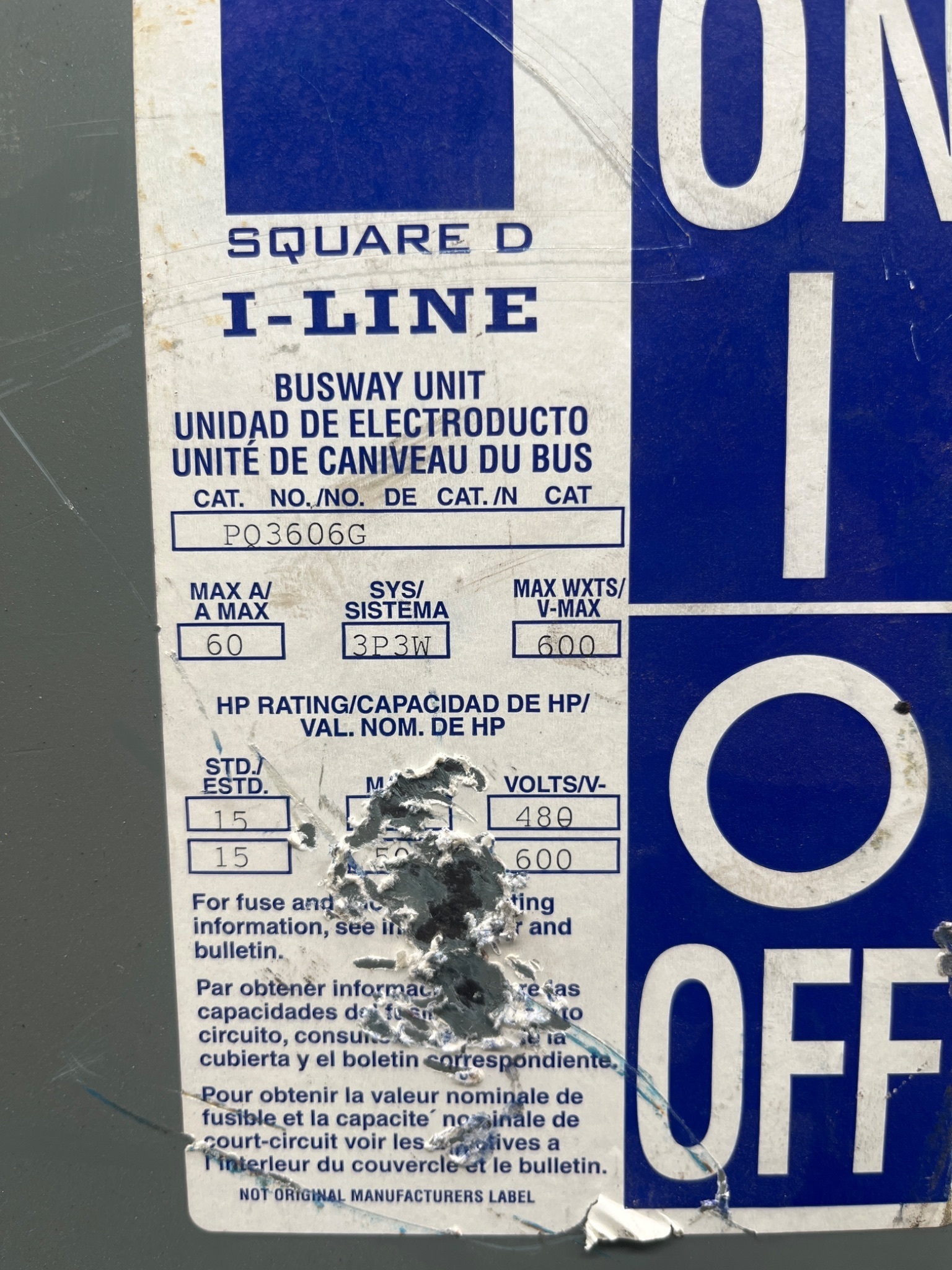 Square D PQ3606G I‑Line Busway Unit USED 1