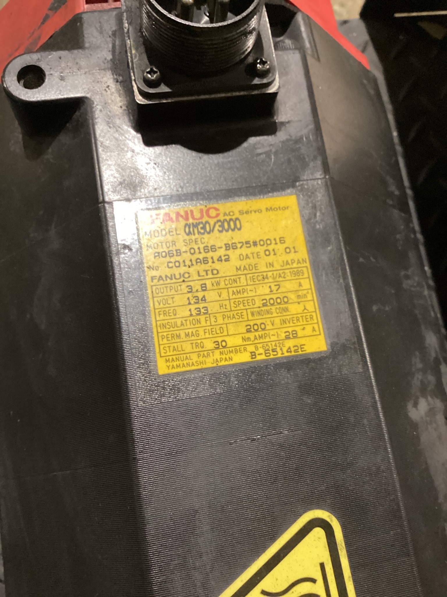 FANUC A06B-0166-B675#0016 AC Servo Motor 3.8 kW 2000 RPM USED 4