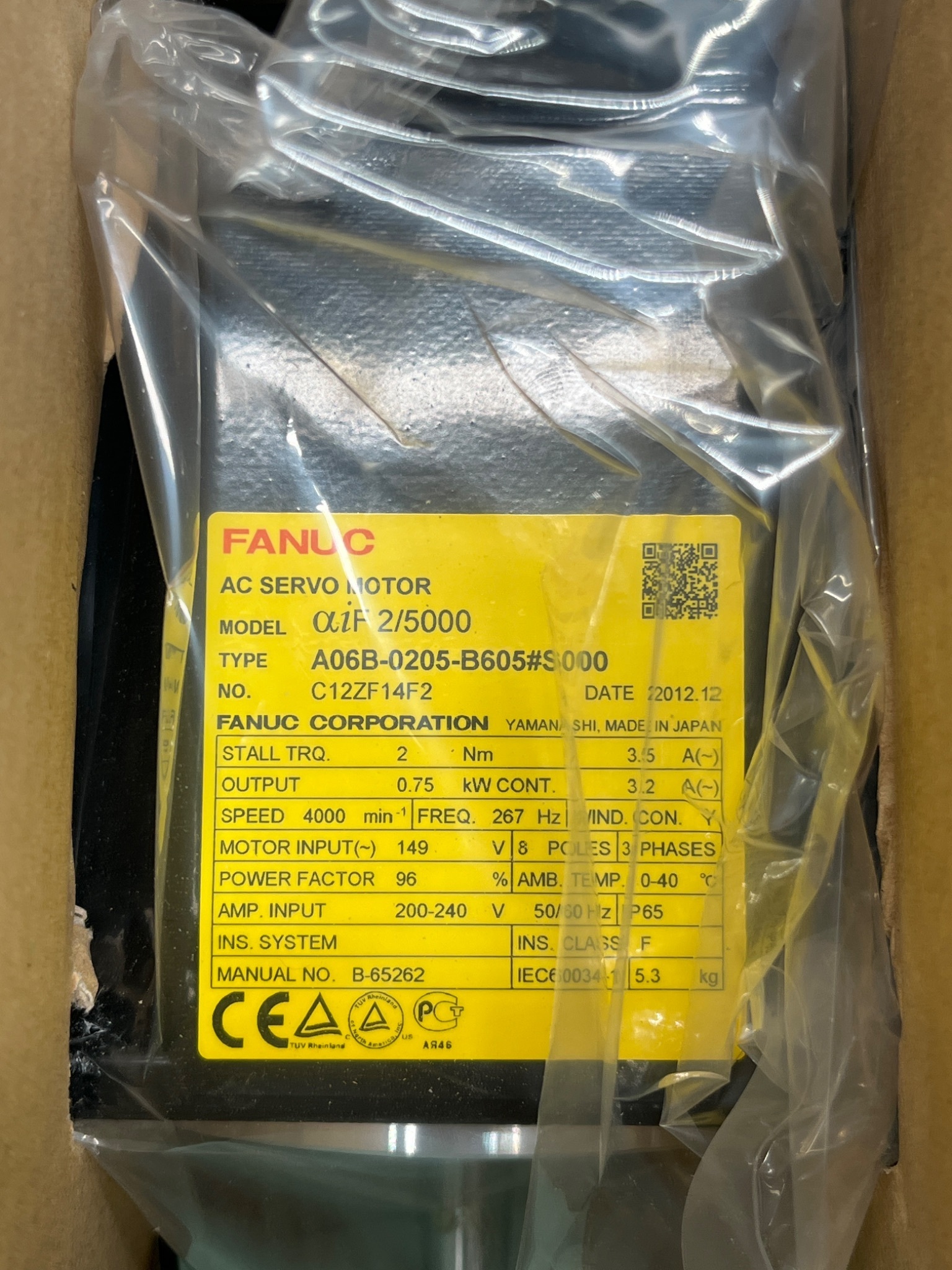 FANUC A06B-0205-B605#S000 Alpha 2/5000 AC Servo Motor 0.75 kW NEW 1