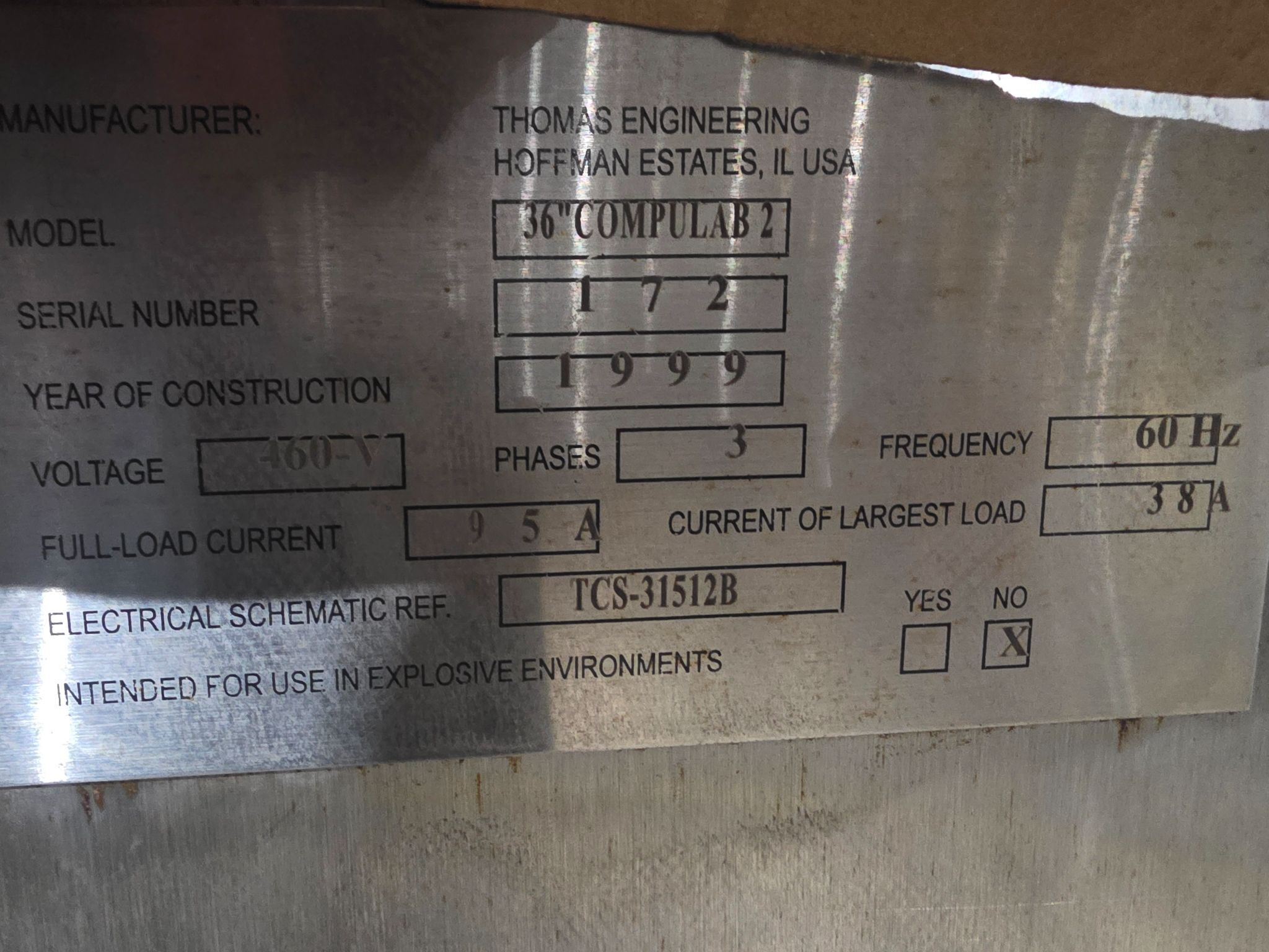 1999 THOMAS ENGINEERING 36" COMPULAB 2 COATING PAN USED 2