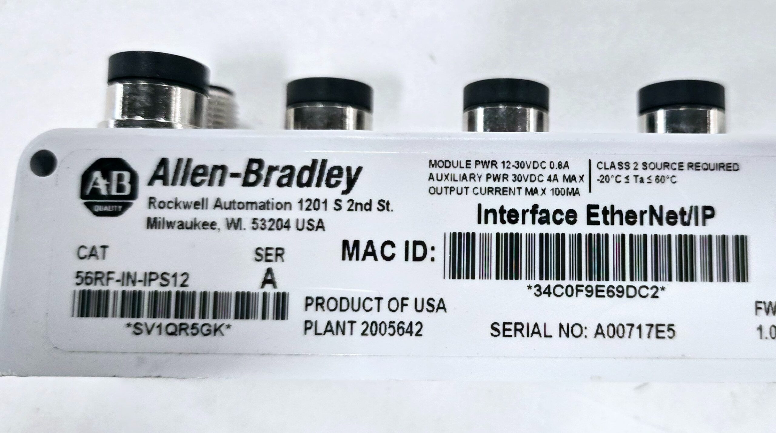 ALLEN BRADLEY 56RF-IN-IPS12 EtherNet/IP Interface Module USED 2