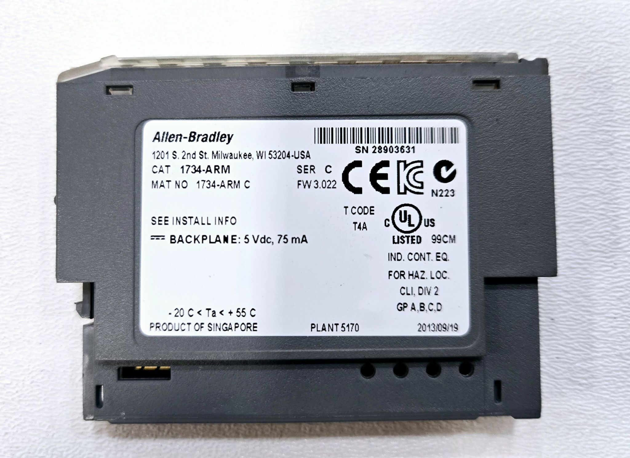 ALLEN BRADLEY 1734-ARM/C POINT I/O Address Reserve Module USED 0