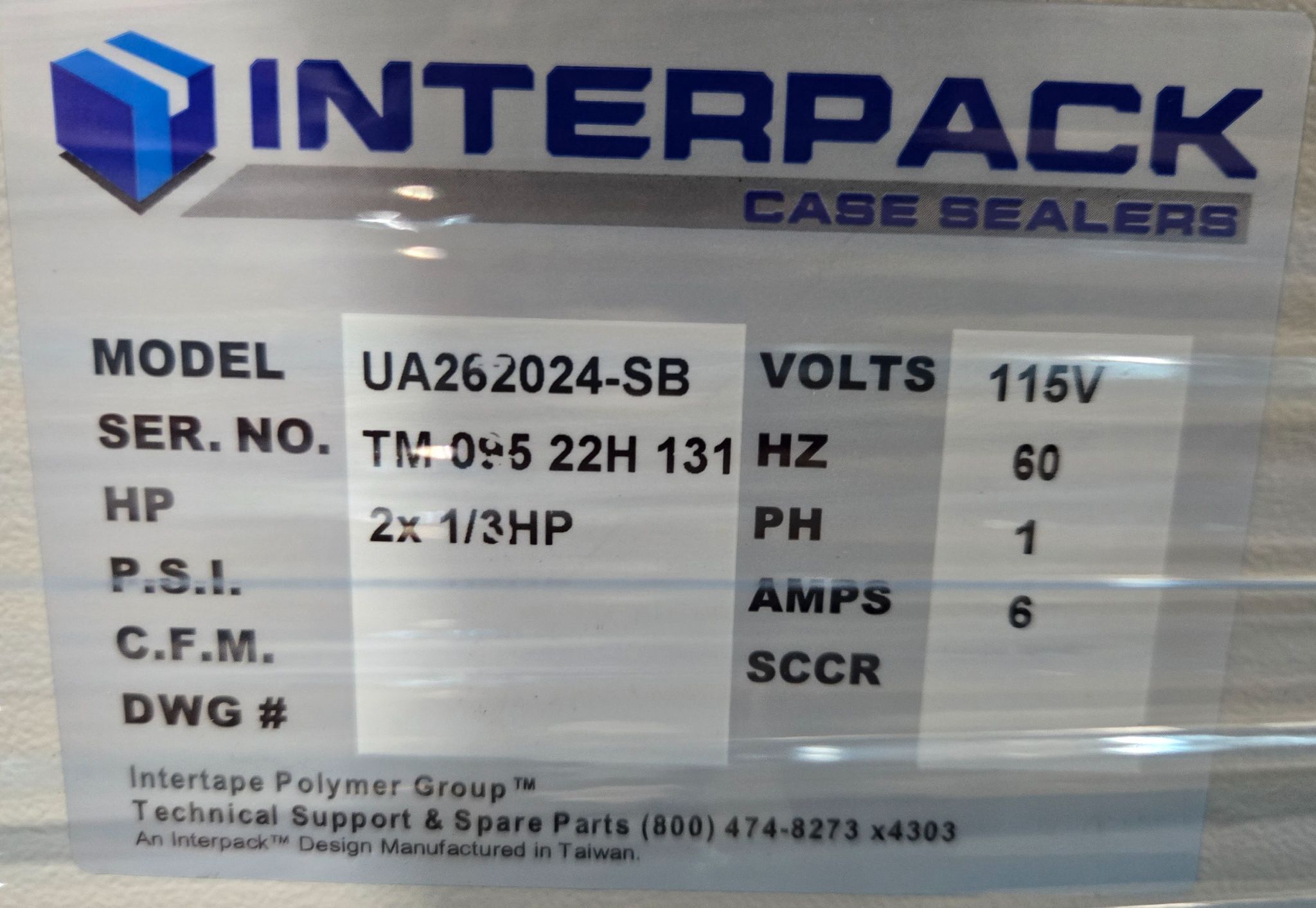 INTERPACK UA262024-SB CASE SEALING MACHINE 115V NEW 7